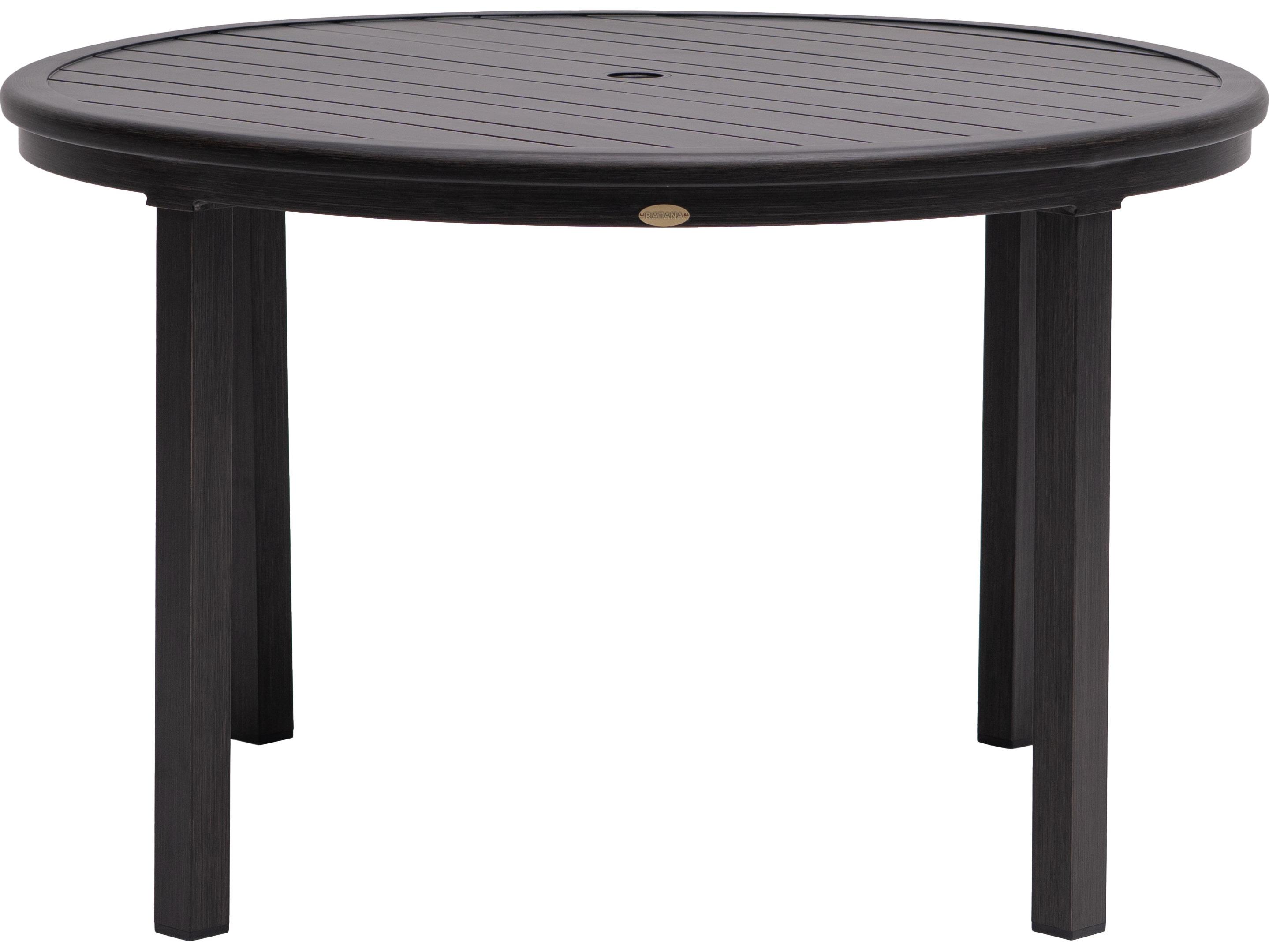 Ratana Canbria Tables Aluminum Round Umbrella Hole Dining Table
