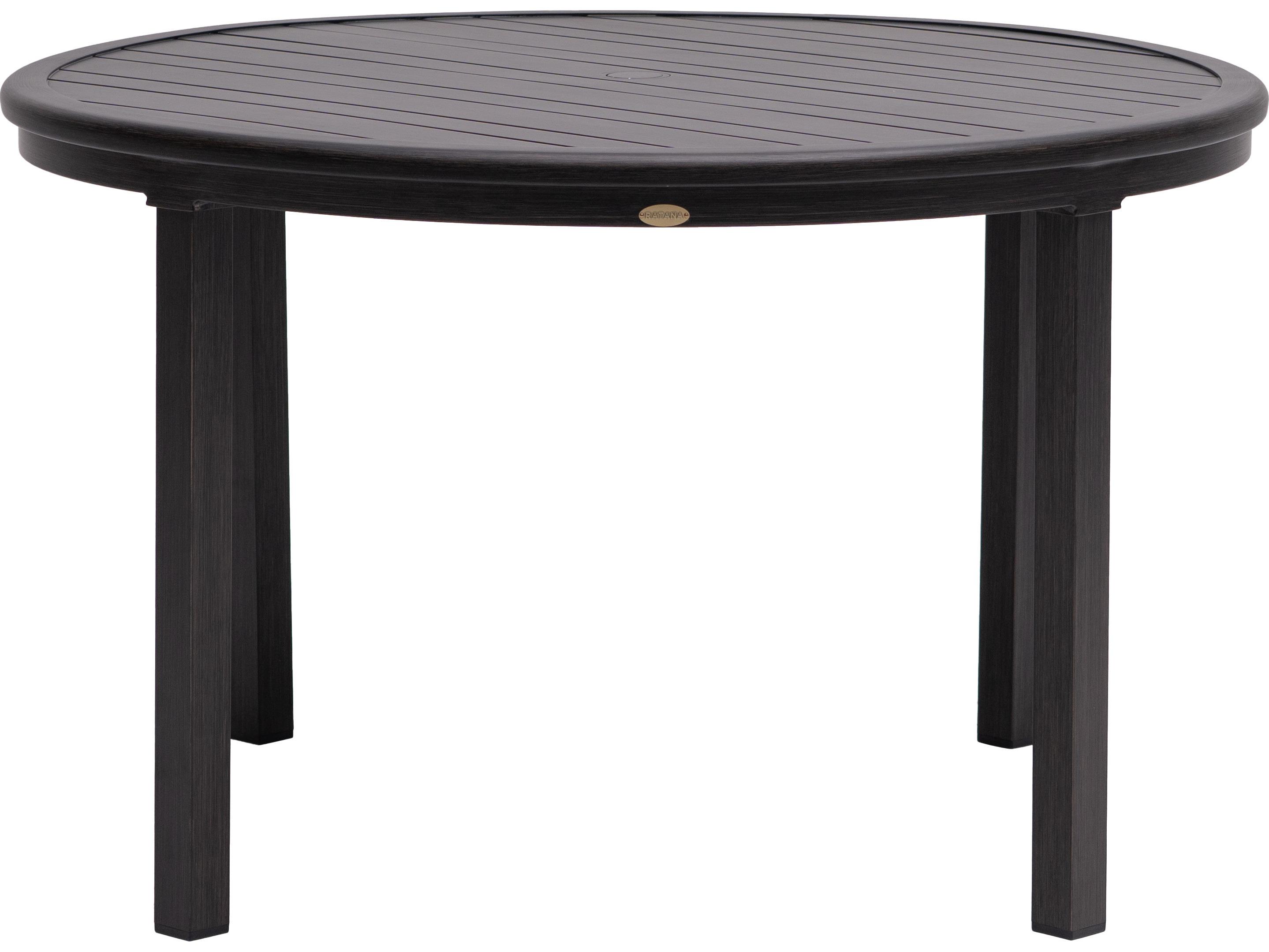 Ratana Canbria Tables Aluminum Round Umbrella Hole Dining Table