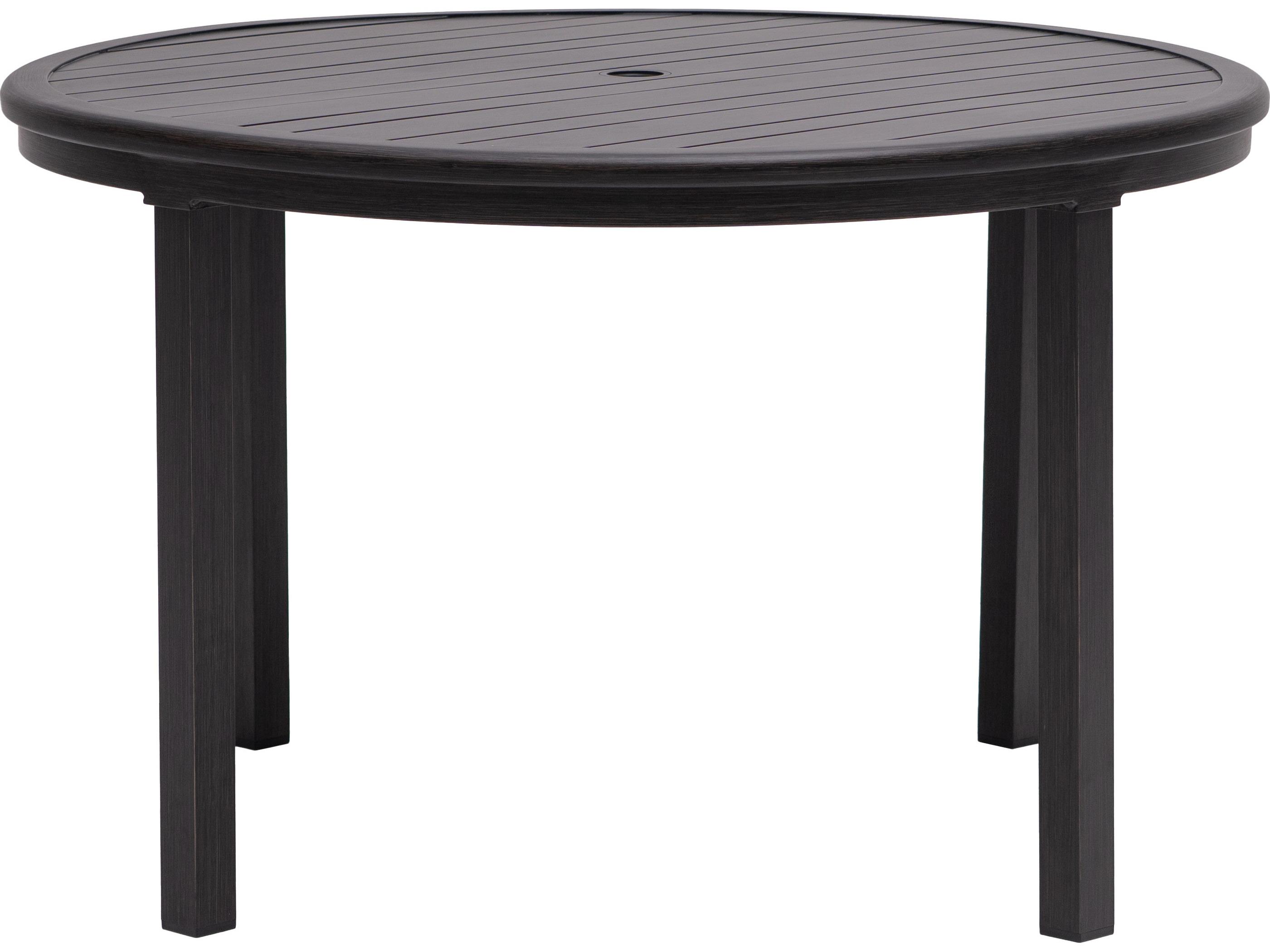 Ratana Canbria Tables Aluminum Round Umbrella Hole Dining Table
