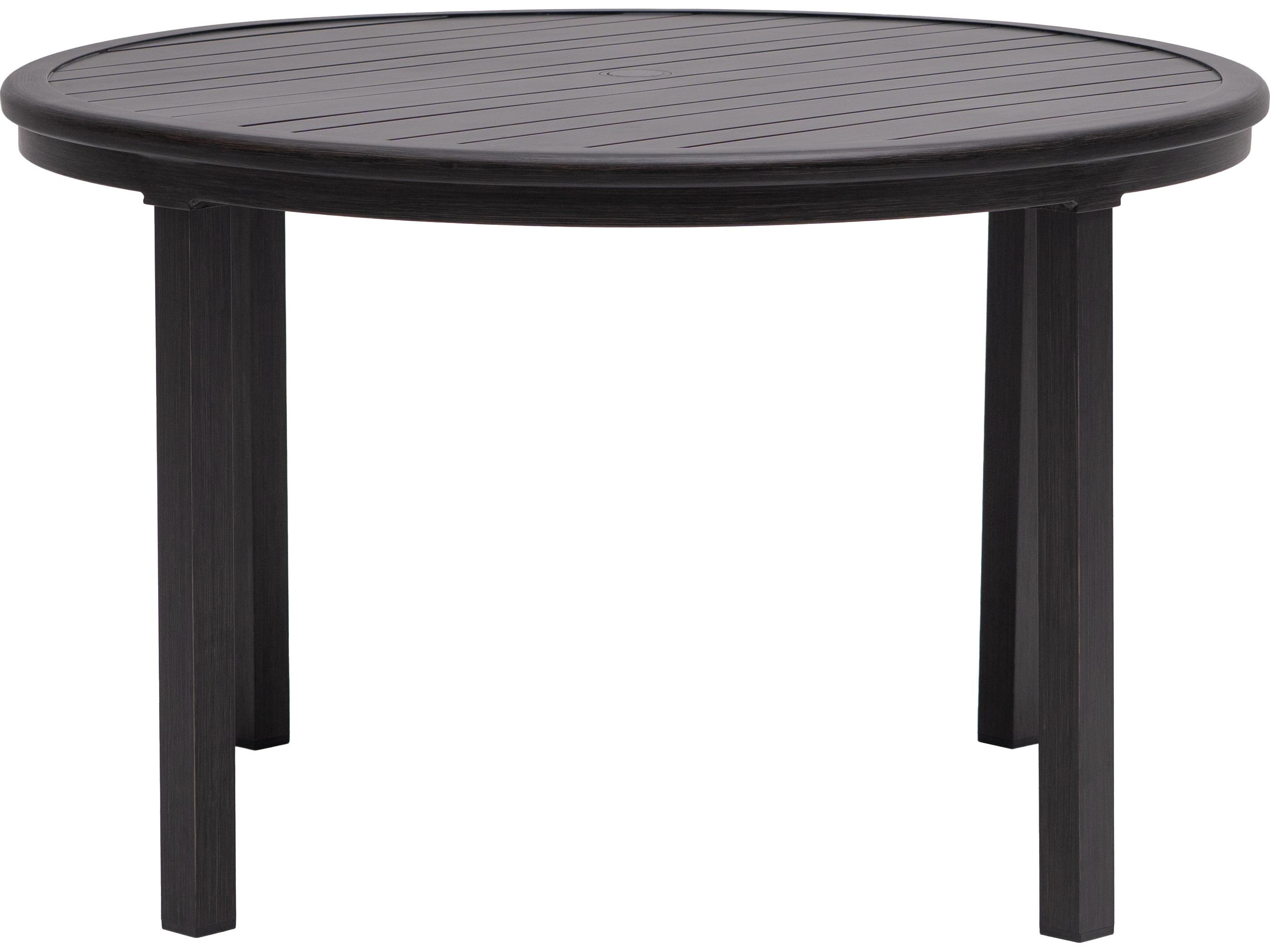 Ratana Canbria Tables Aluminum Round Umbrella Hole Dining Table