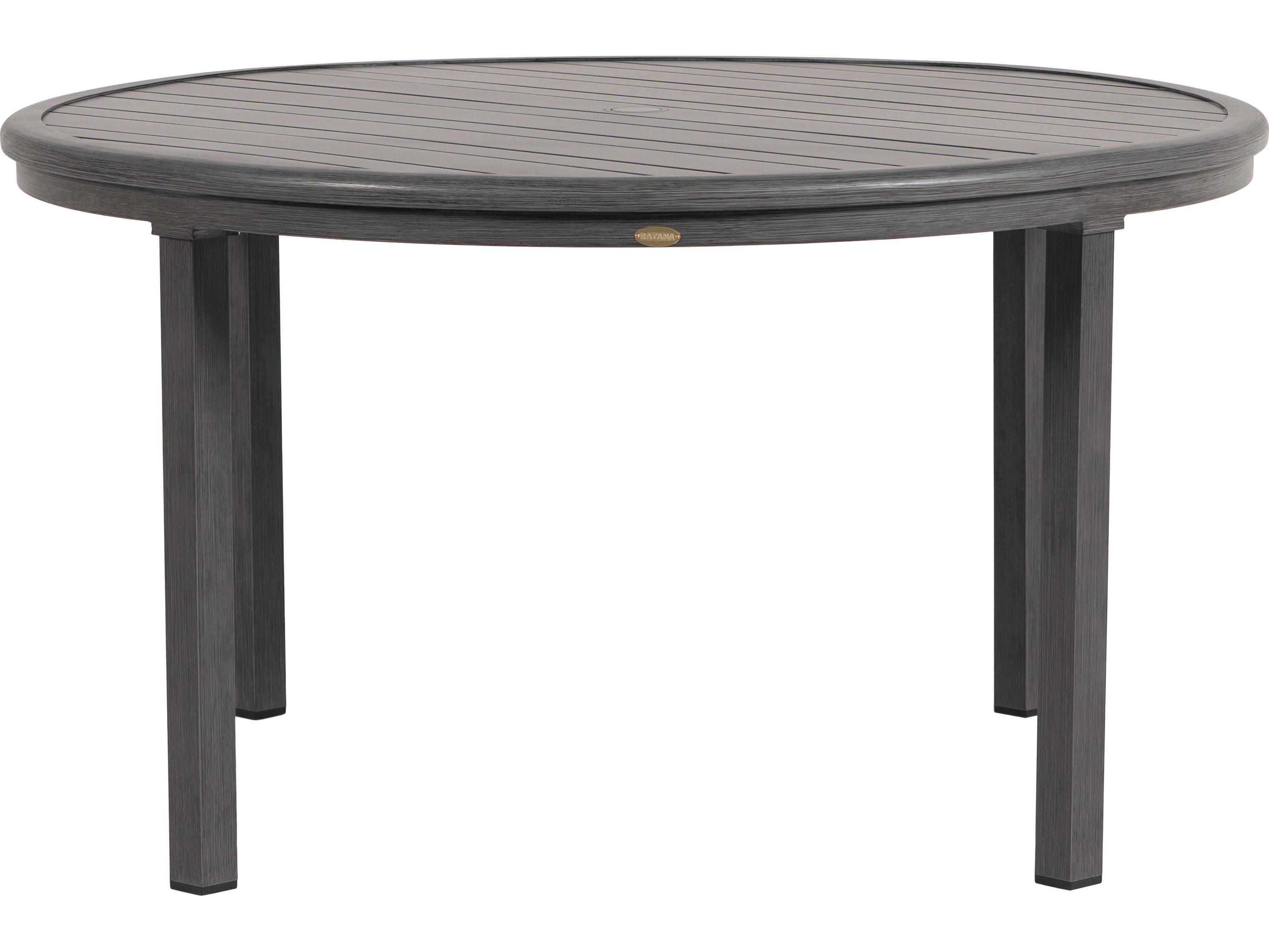 Ratana Canbria Tables Aluminum Round Umbrella Hole Dining Table