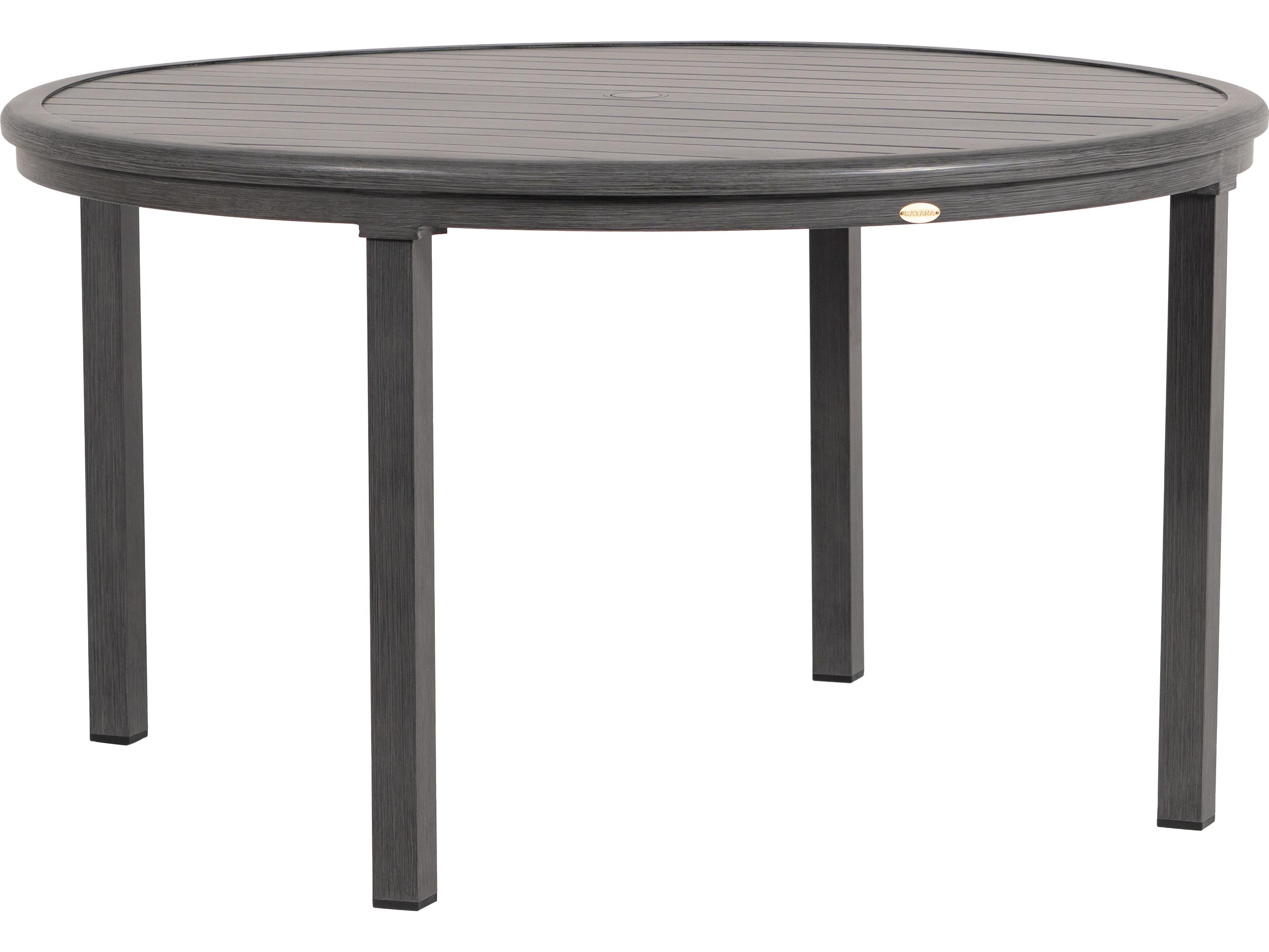 Ratana Canbria Tables Aluminum Round Umbrella Hole Dining Table