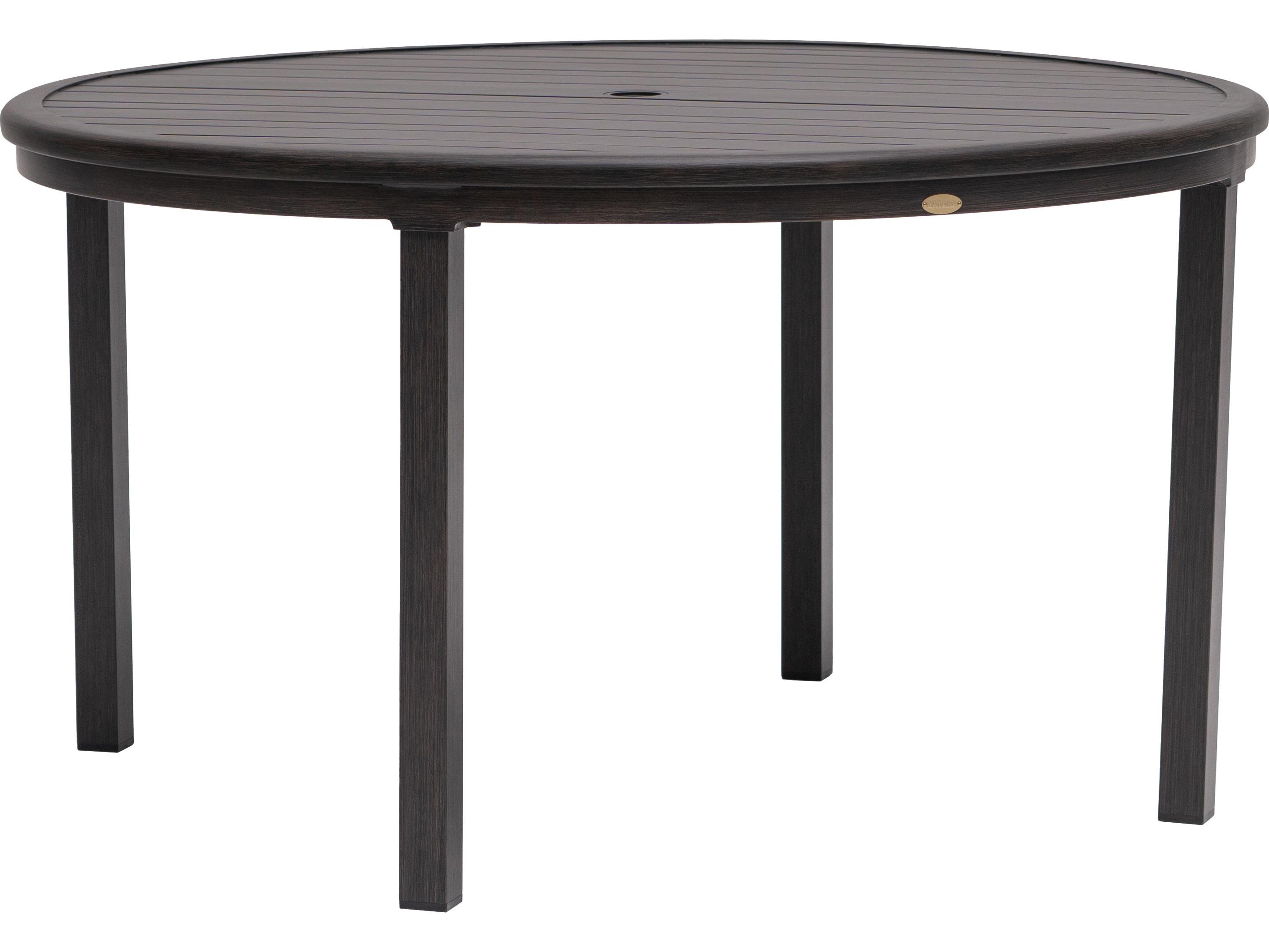 Ratana Canbria Tables Aluminum Round Umbrella Hole Dining Table