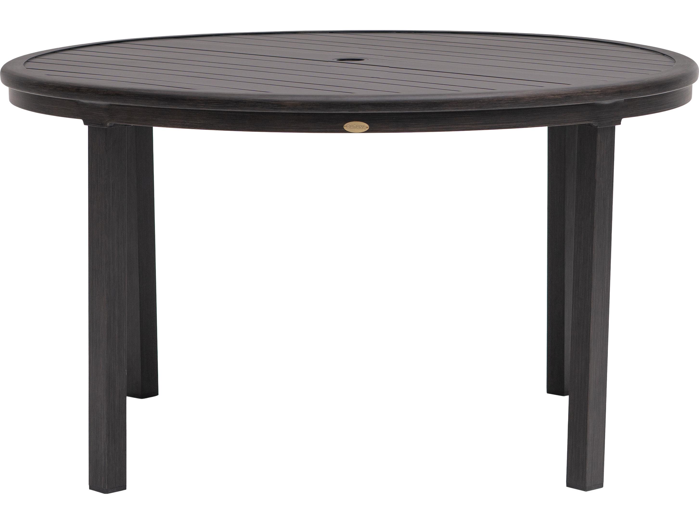 Ratana Canbria Tables Aluminum Round Umbrella Hole Dining Table