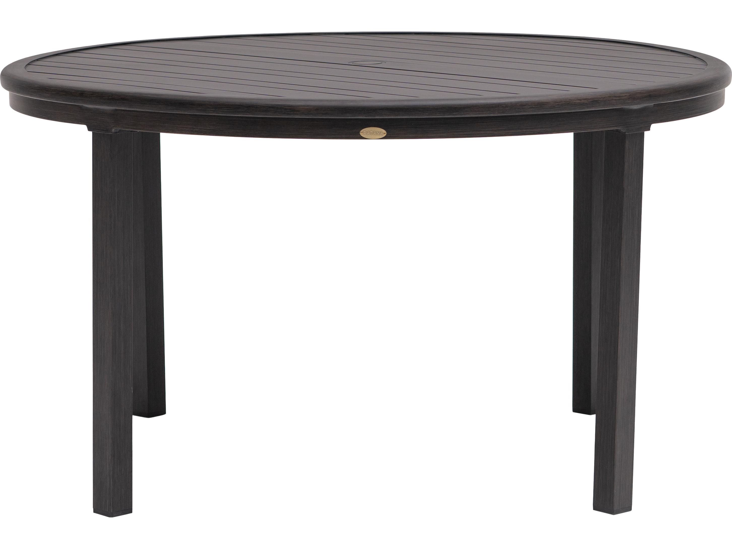 Ratana Canbria Tables Aluminum Round Umbrella Hole Dining Table