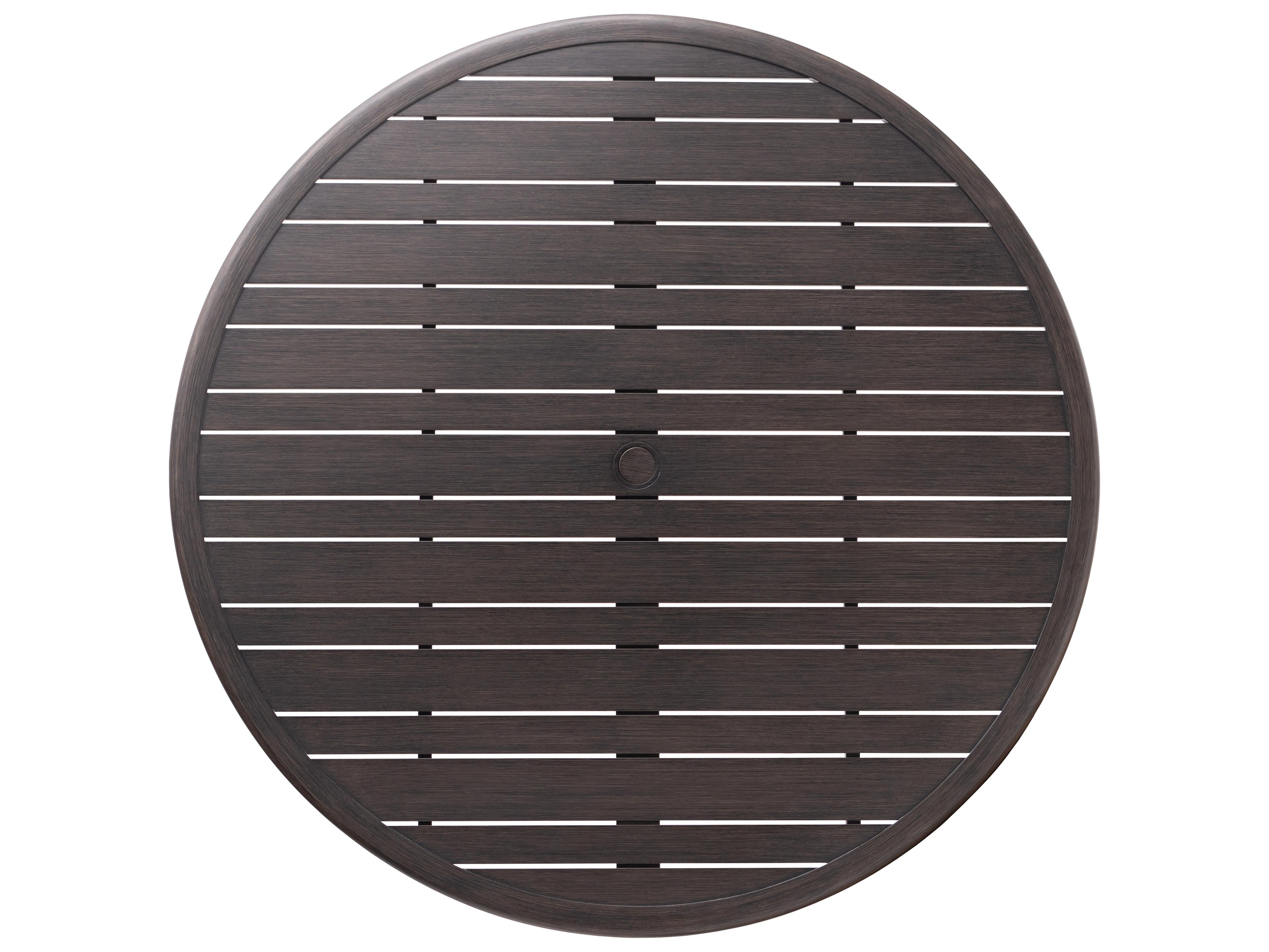 Ratana Canbria Tables Aluminum Round Umbrella Hole Dining Table