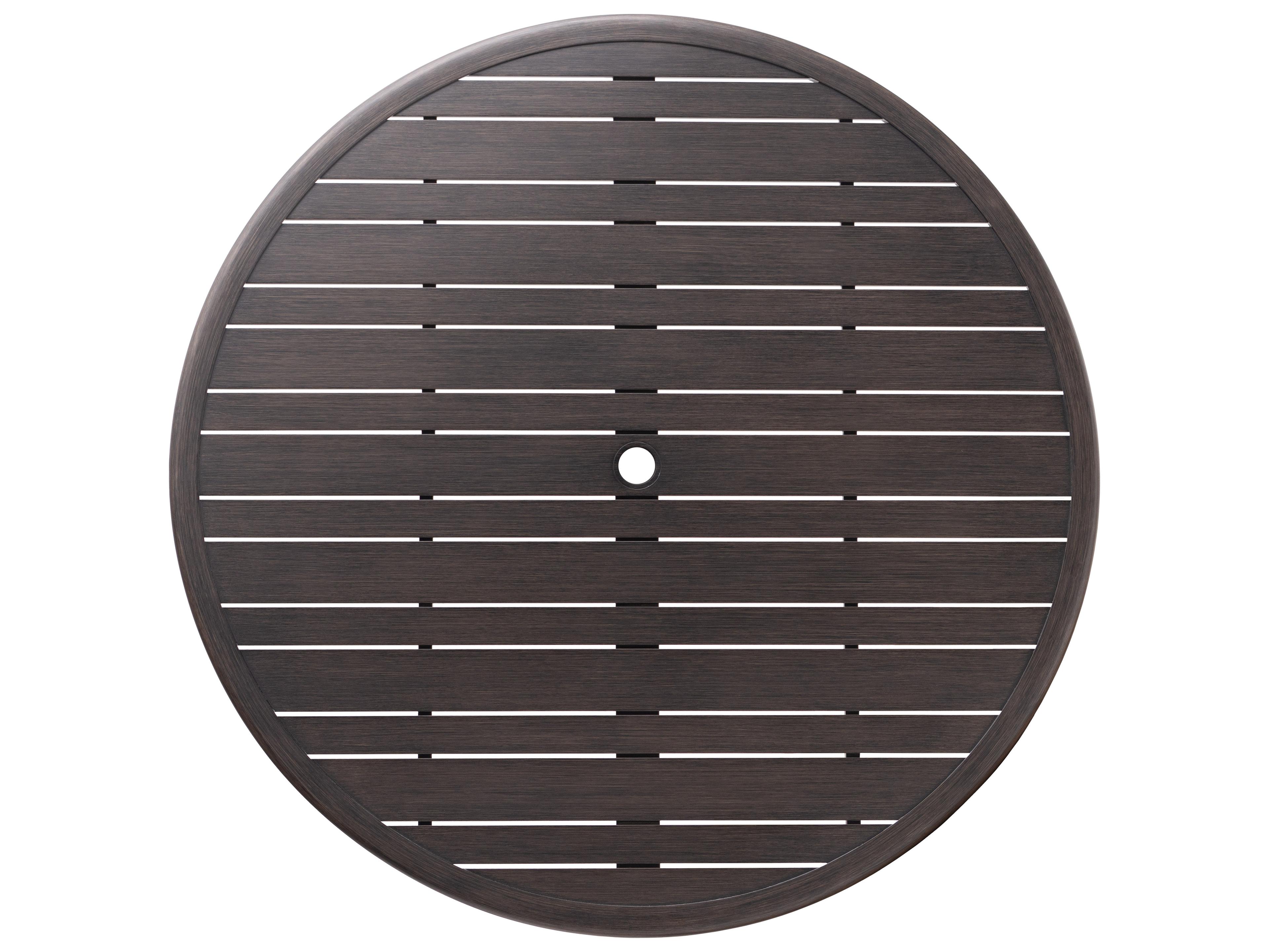 Ratana Canbria Tables Aluminum Round Umbrella Hole Dining Table