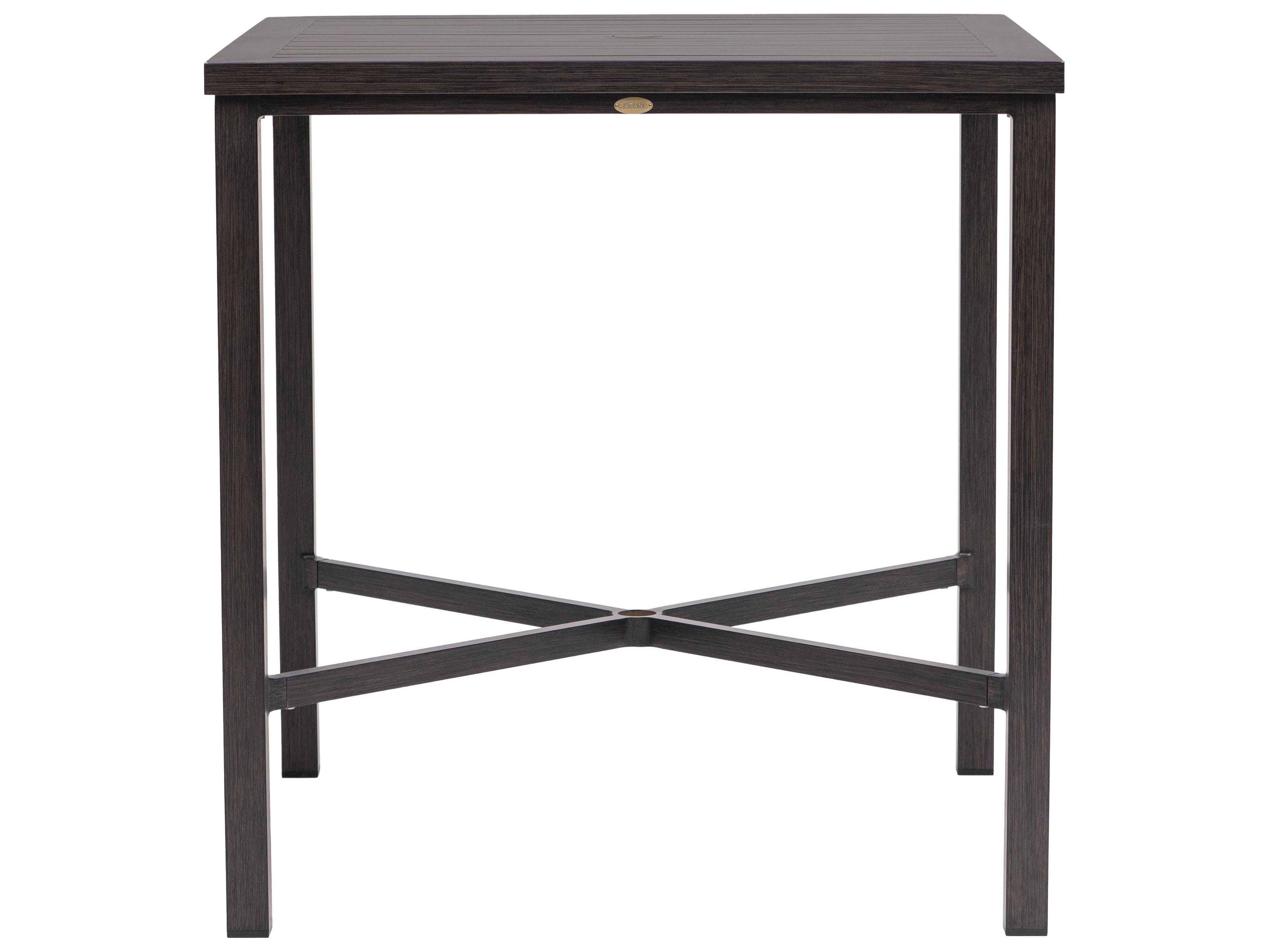 Ratana Canbria Tables Aluminum Square Umbrella Hole Bar Table