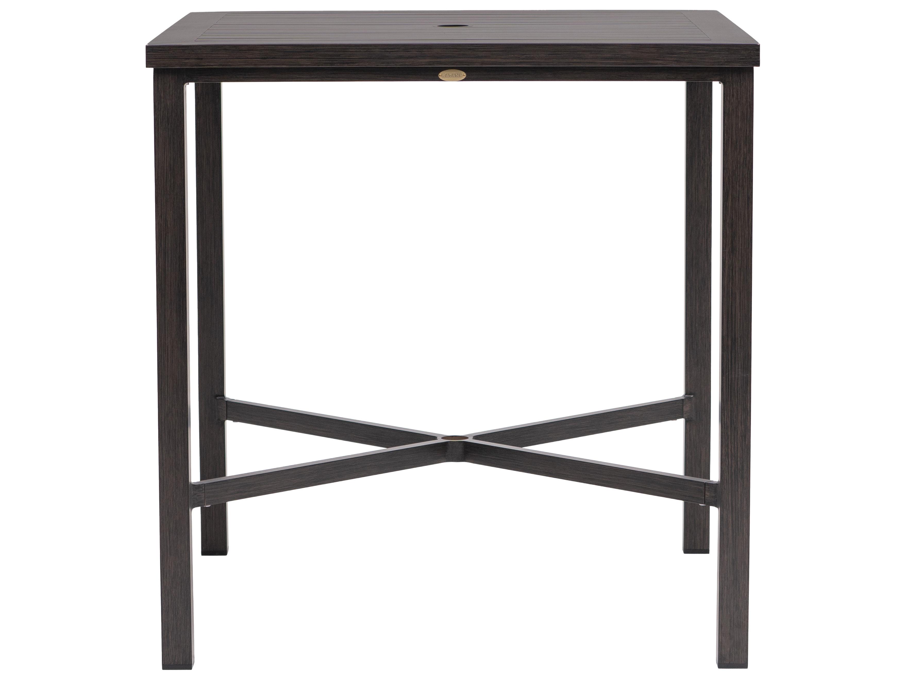 Ratana Canbria Tables Aluminum Square Umbrella Hole Bar Table
