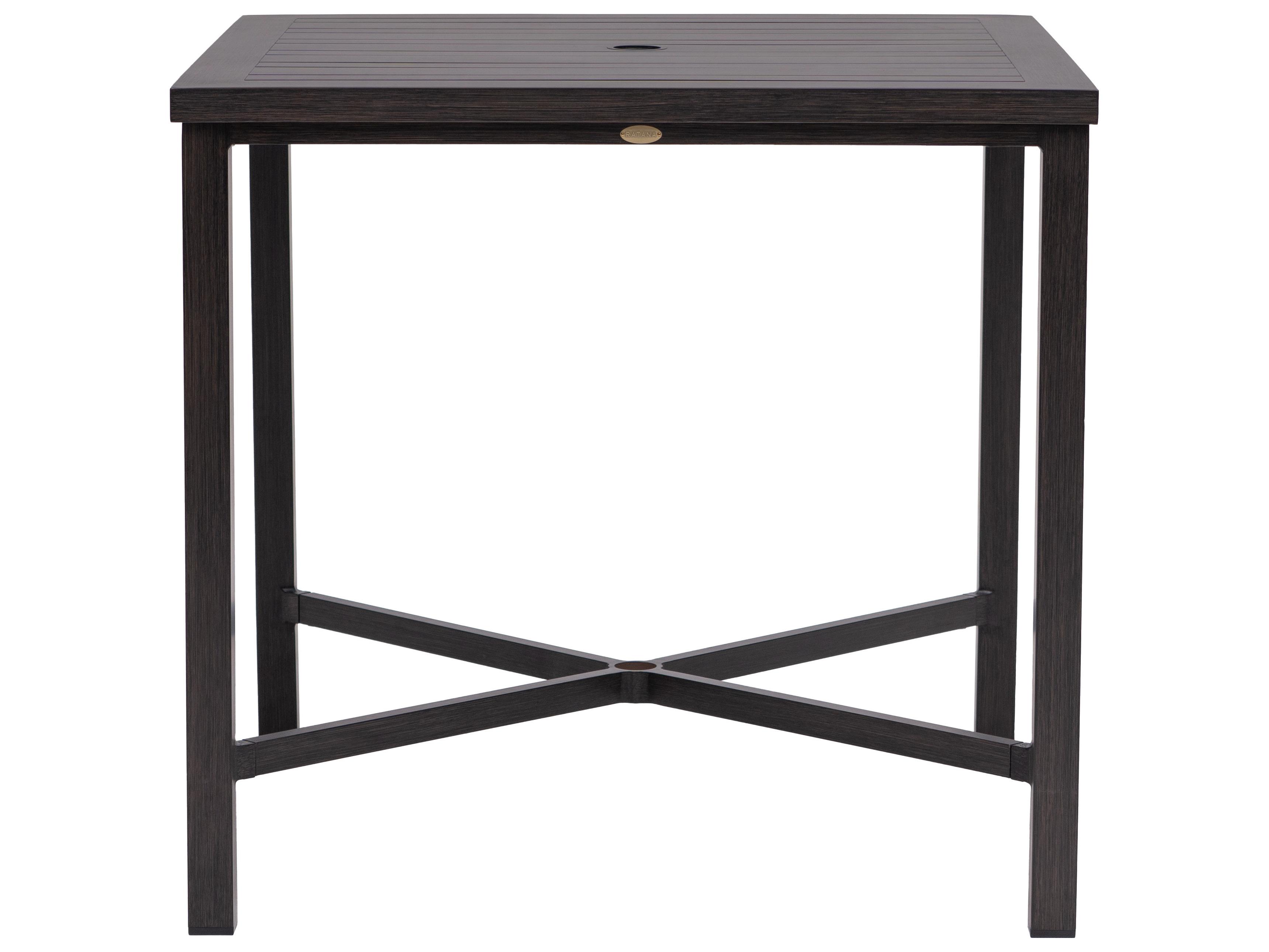 Ratana Canbria Tables Aluminum Square Umbrella Hole Counter Table