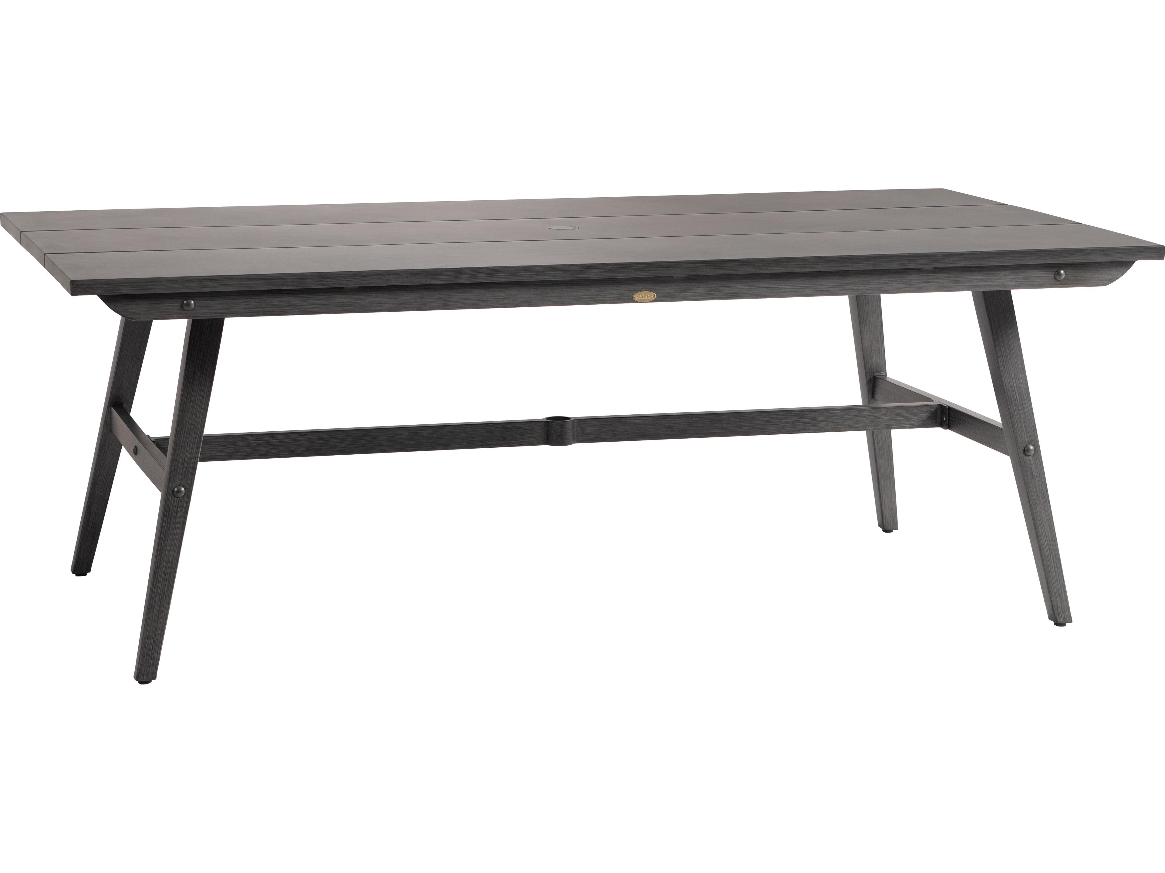 Ratana Canbria Tables Aluminum Rectangular Umbrella Hole Dining Table