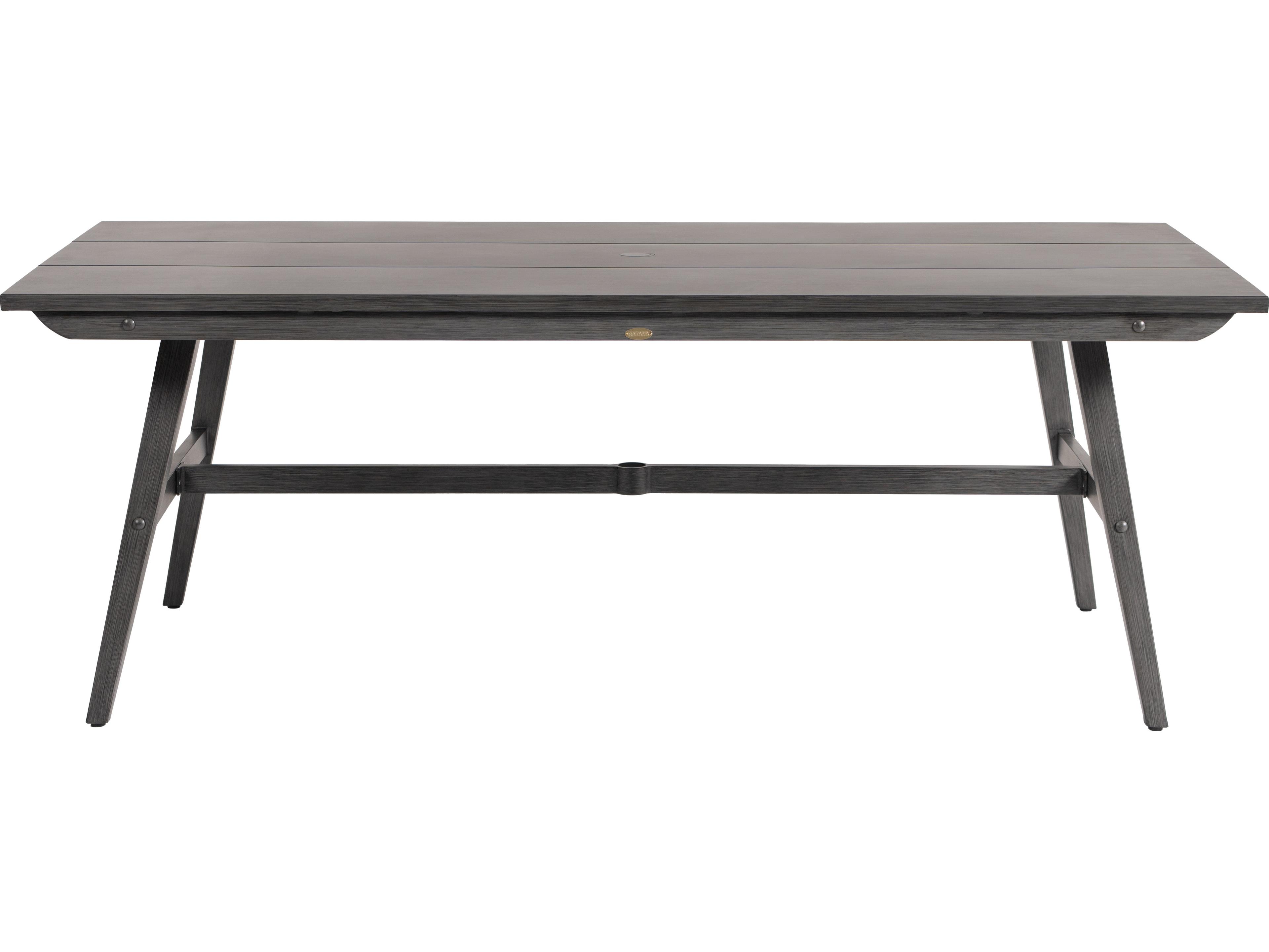 Ratana Canbria Tables Aluminum Rectangular Umbrella Hole Dining Table