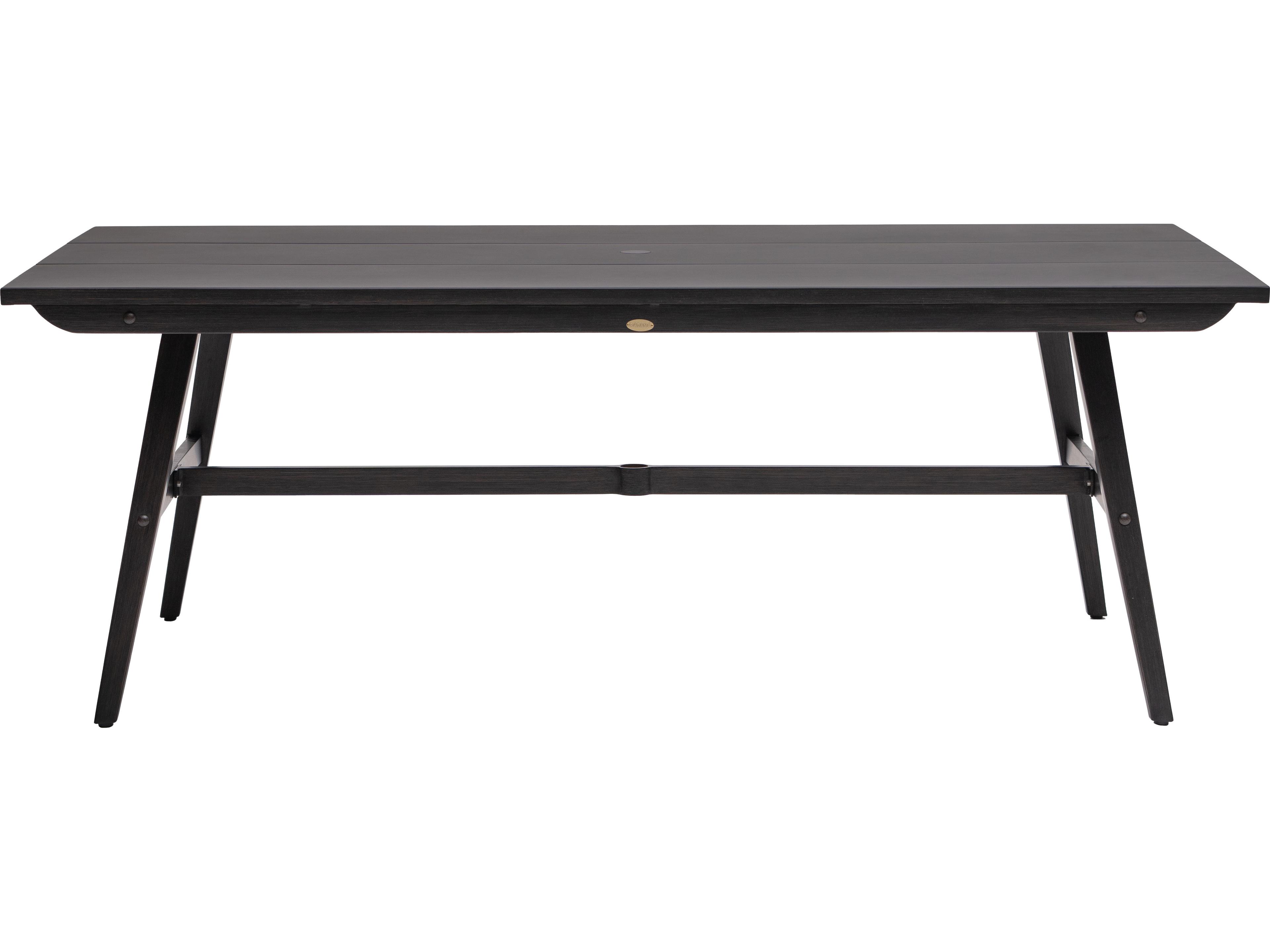 Ratana Canbria Tables Aluminum Rectangular Umbrella Hole Dining Table