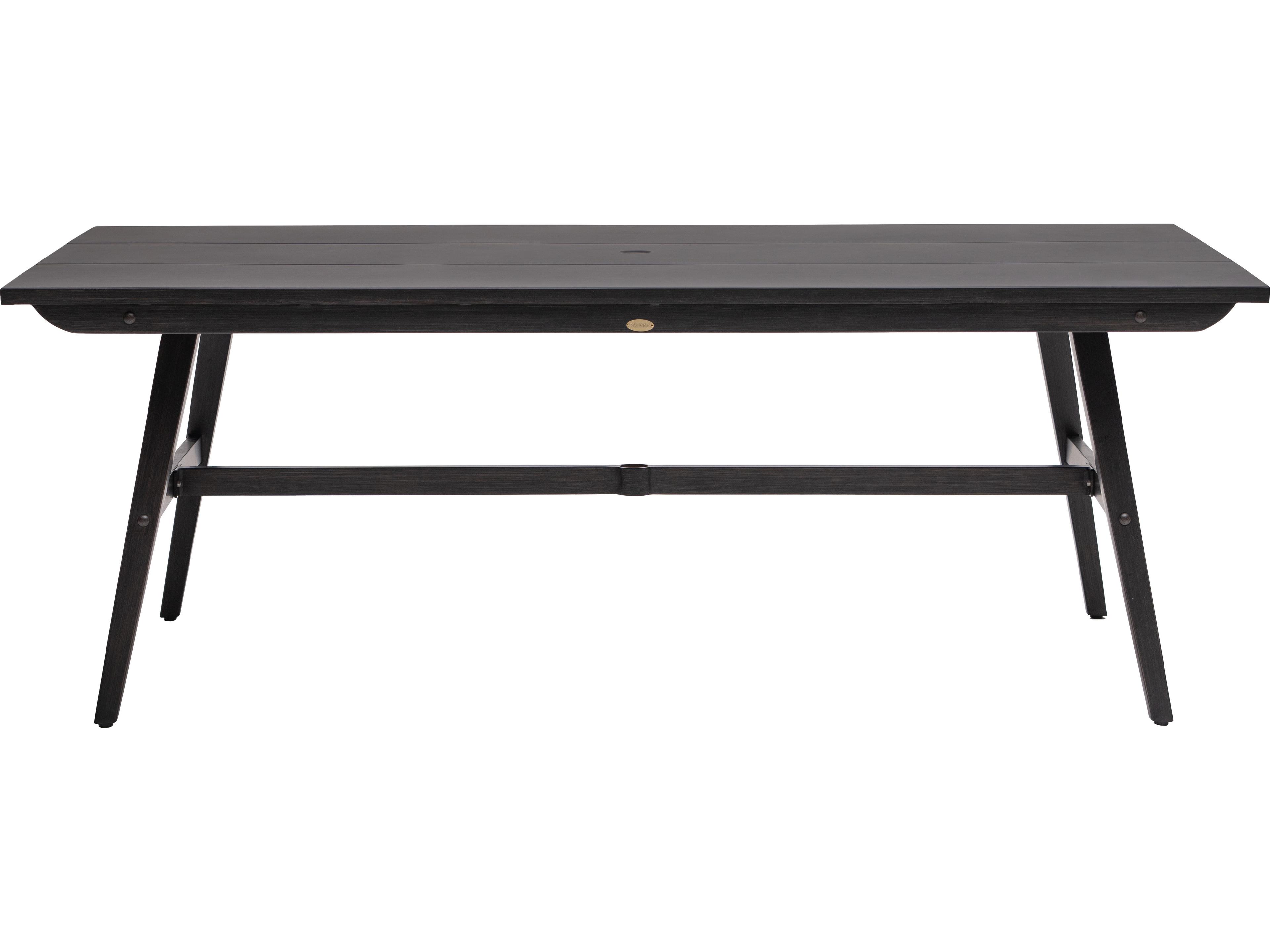Ratana Canbria Tables Aluminum Rectangular Umbrella Hole Dining Table