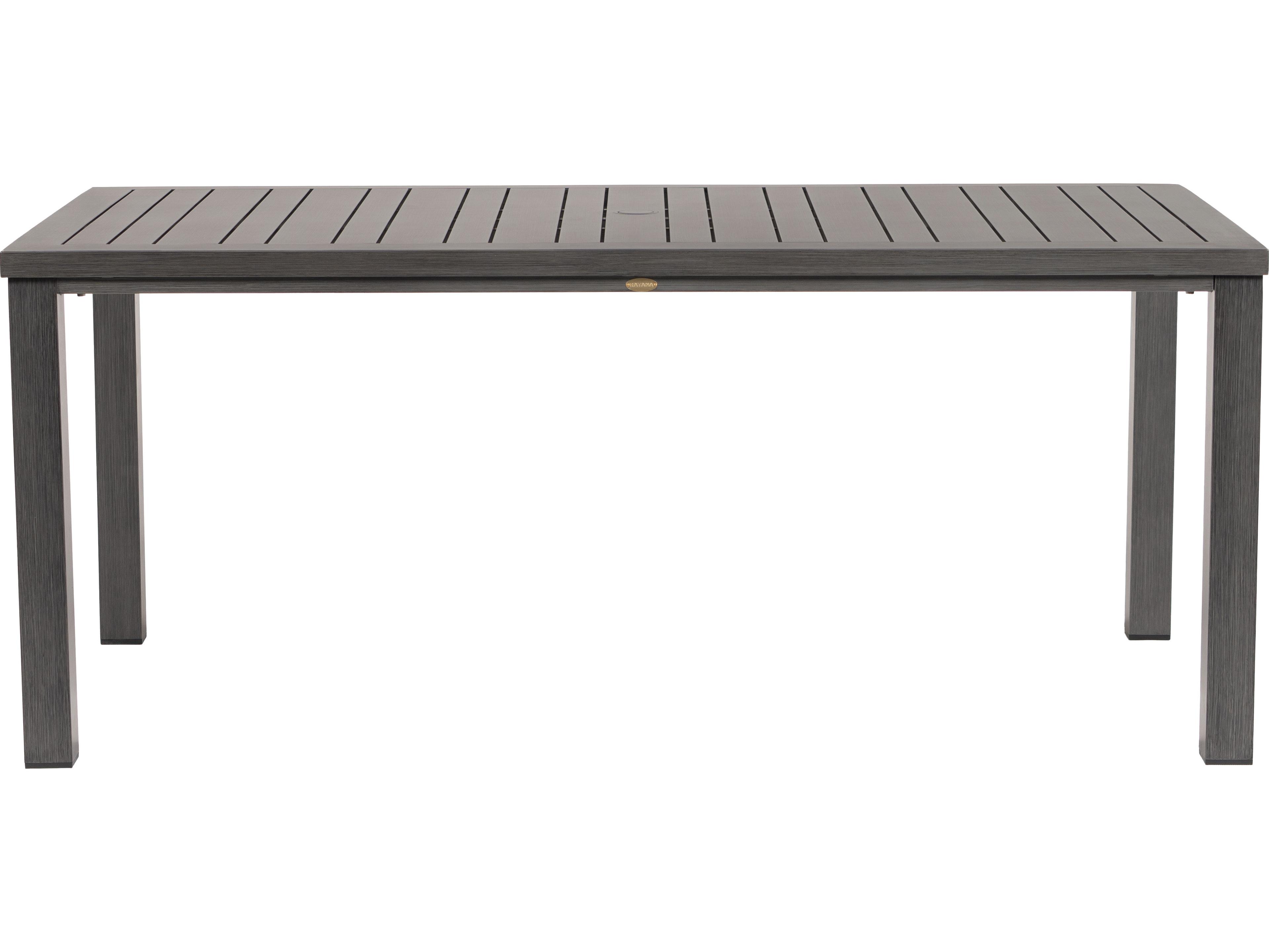 Ratana Canbria Tables Aluminum Rectangular Umbrella Hole Dining Table