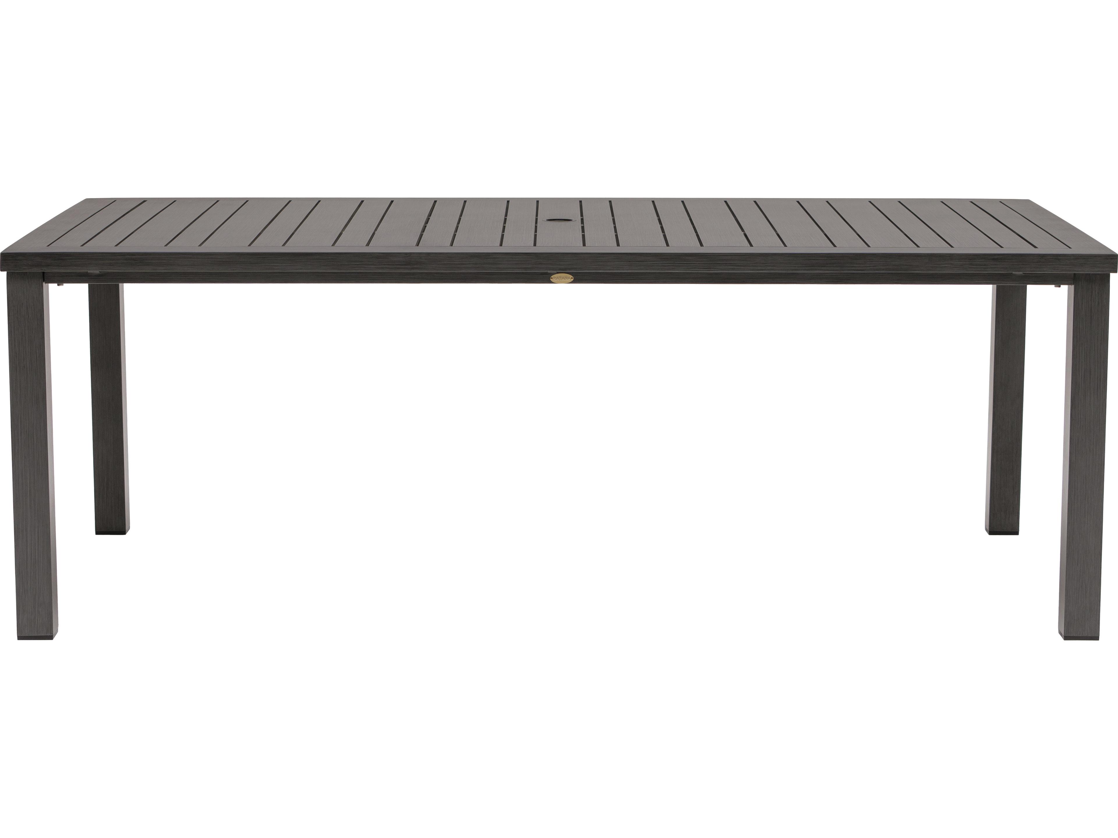 Ratana Canbria Tables Aluminum Rectangular Umbrella Hole Dining Table