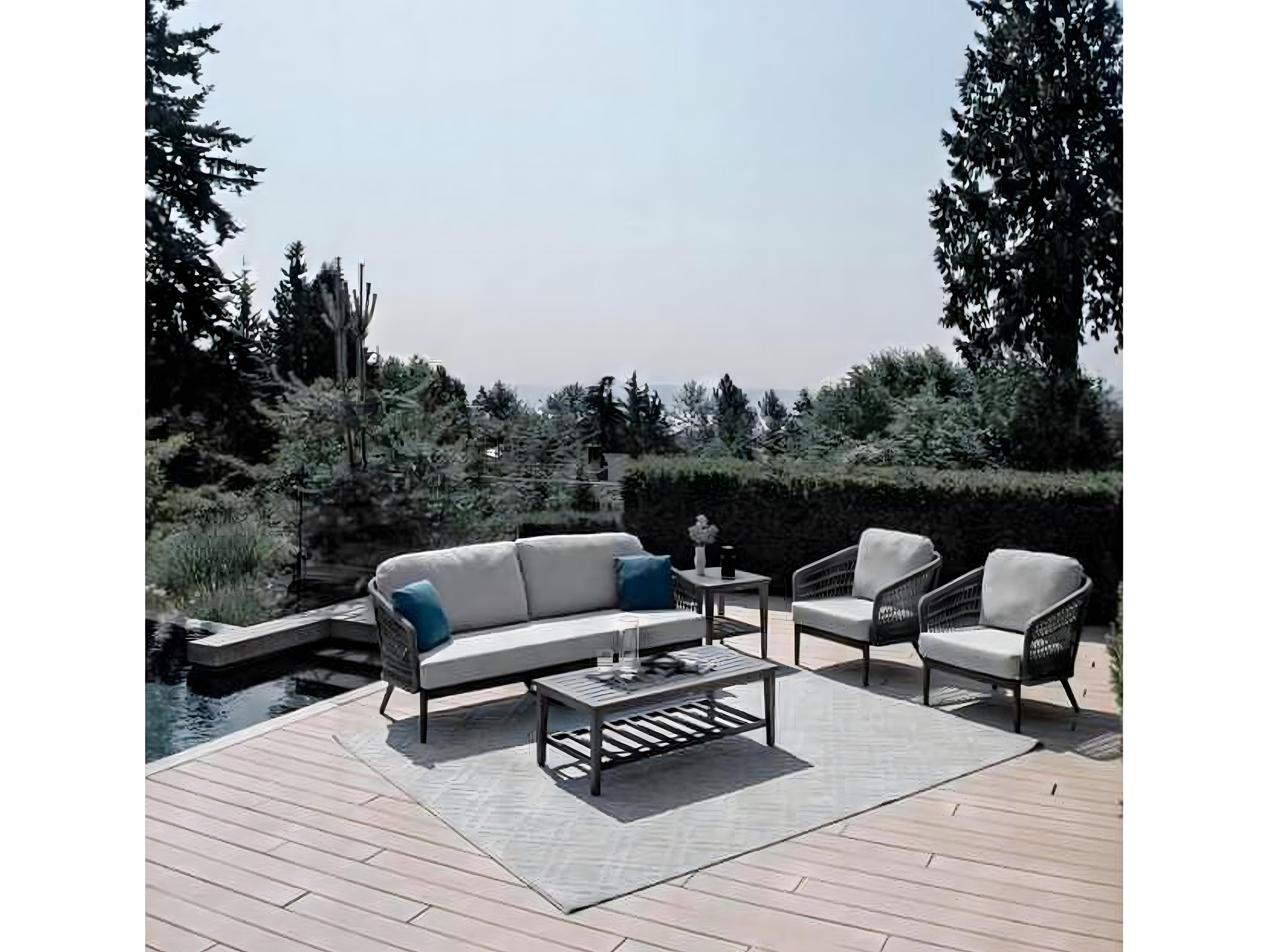 Ratana Poinciana Silver Ash Grey Aluminum Cushion Lounge Chair