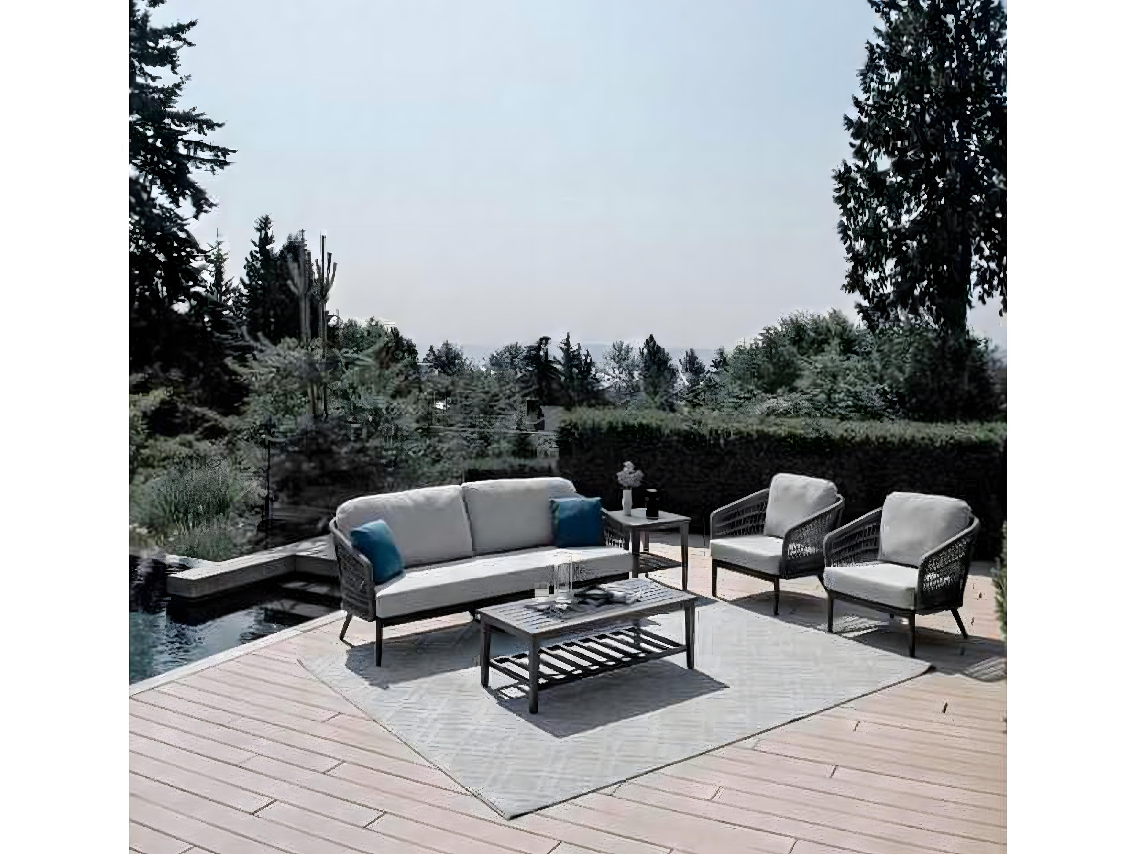 Ratana Poinciana Silver Ash Grey Aluminum Cushion Sofa