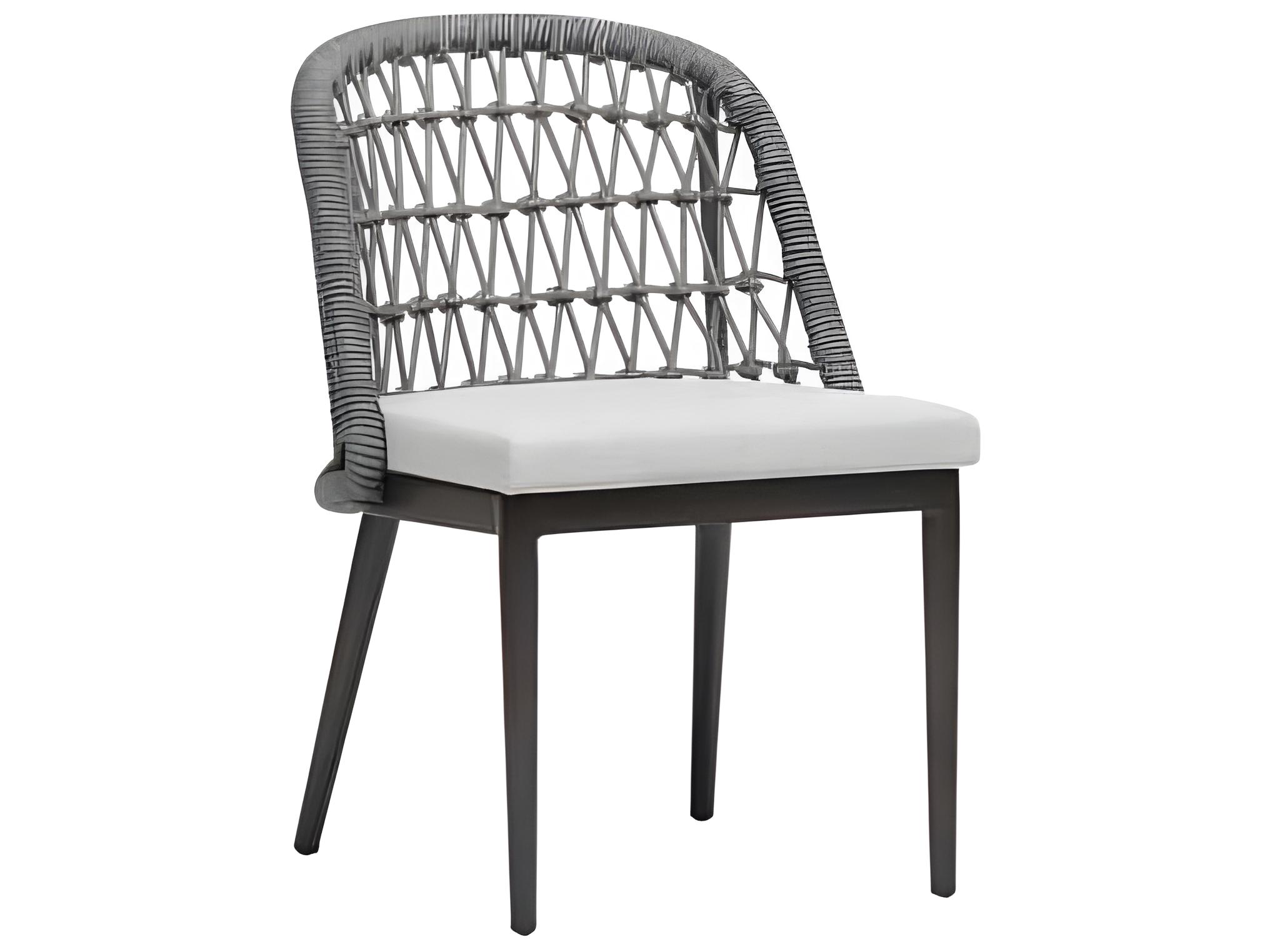Ratana Poinciana Silver Ash Grey Aluminum Cushion Dining Chair
