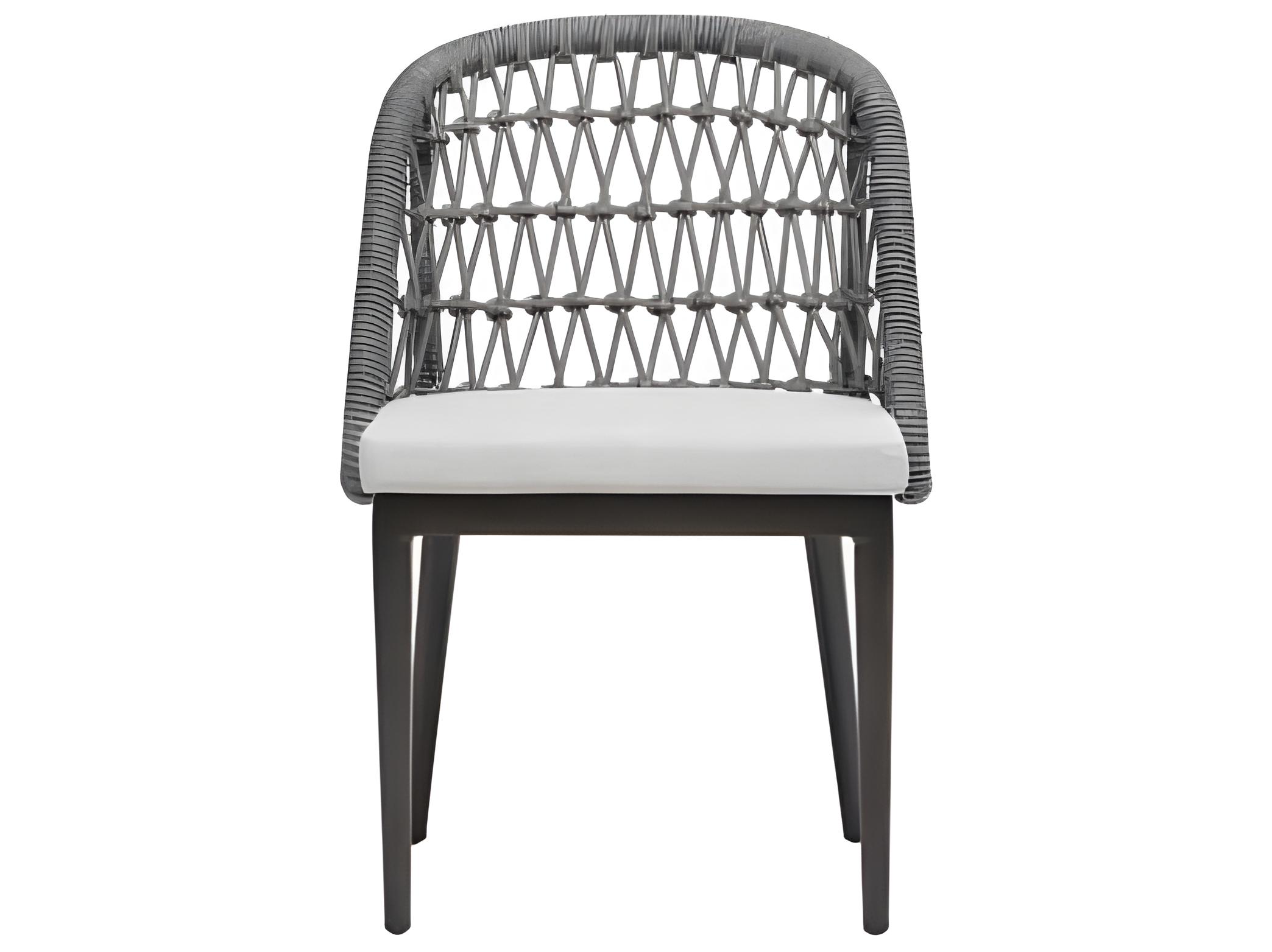 Ratana Poinciana Silver Ash Grey Aluminum Cushion Dining Chair