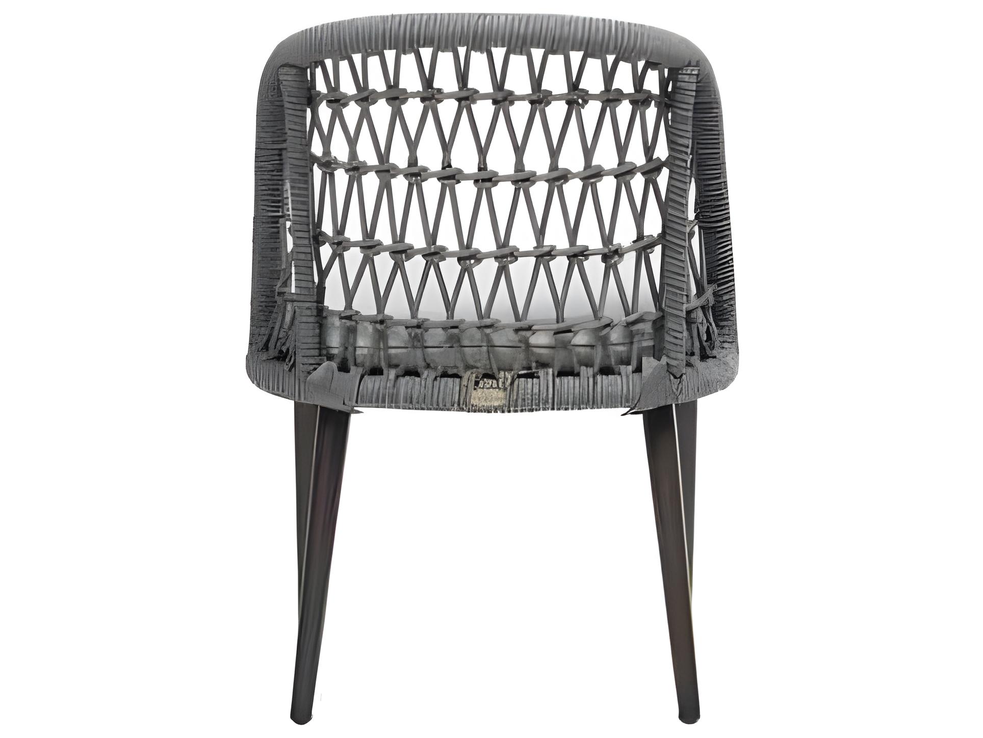 Ratana Poinciana Silver Ash Grey Aluminum Cushion Dining Chair