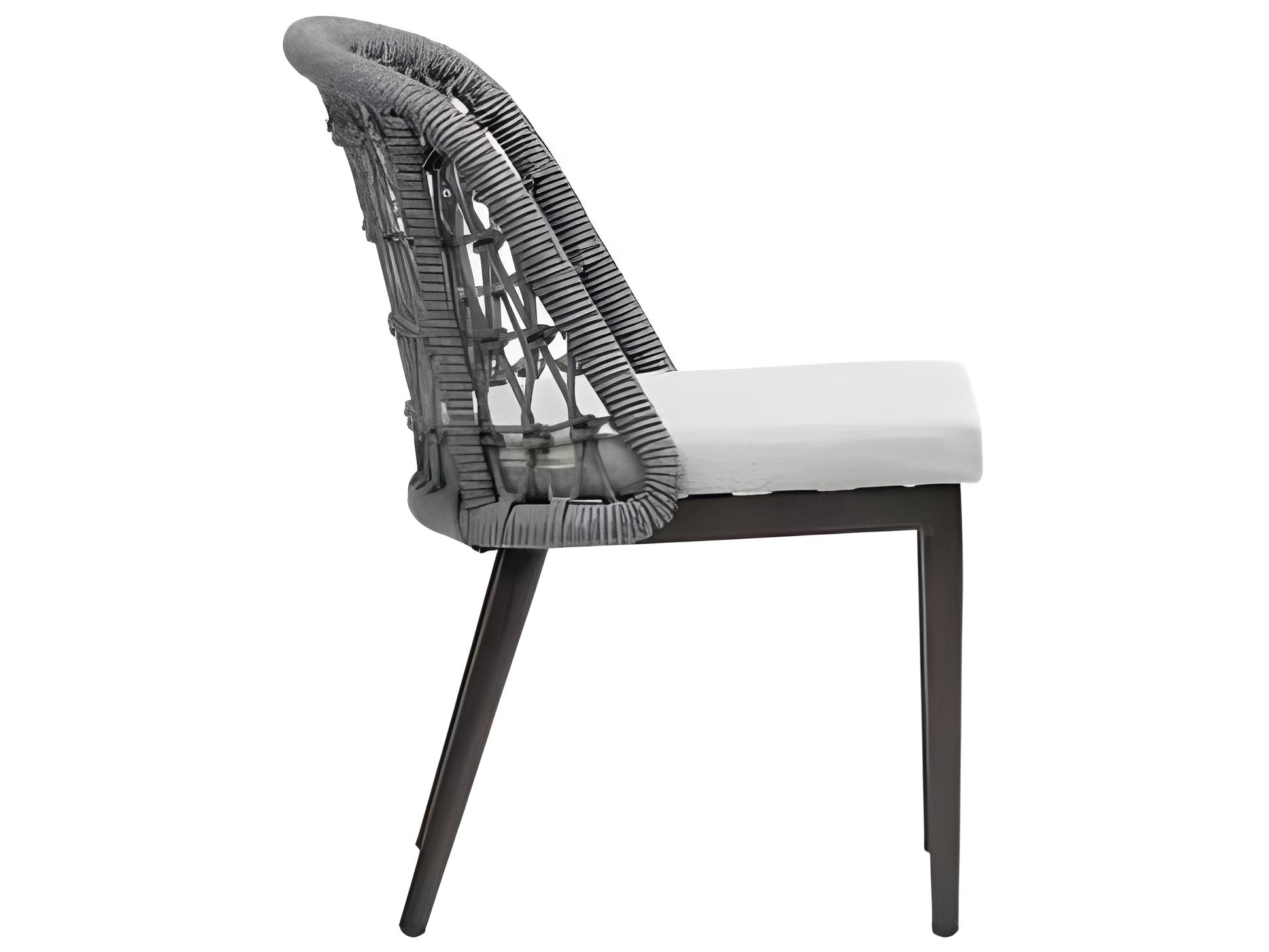 Ratana Poinciana Silver Ash Grey Aluminum Cushion Dining Chair