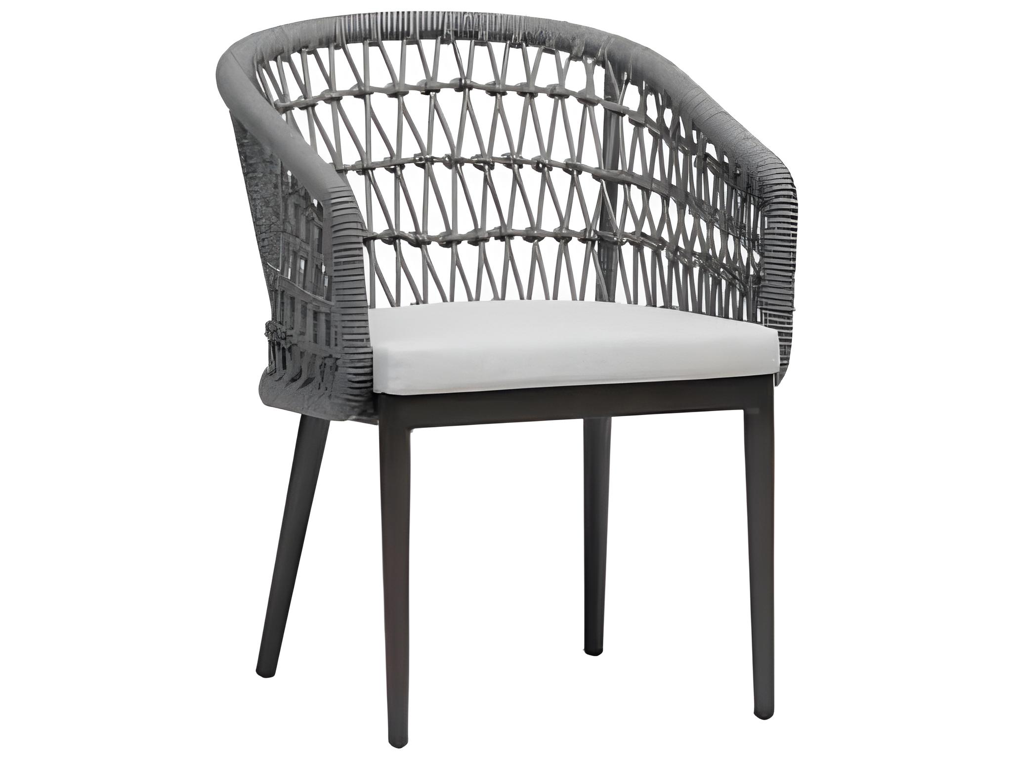 Ratana Poinciana Silver Ash Grey Aluminum Cushion Dining Chair