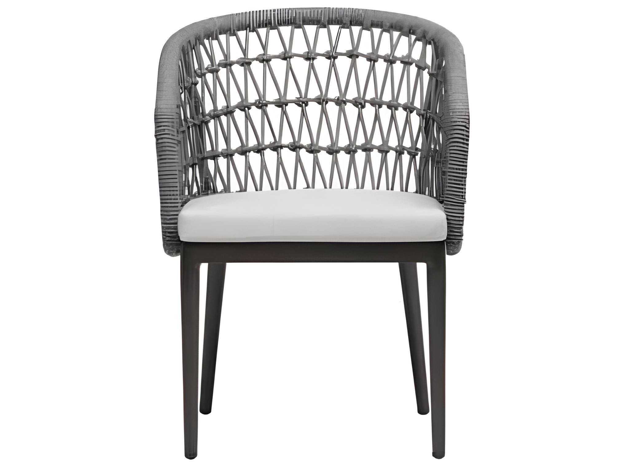 Ratana Poinciana Silver Ash Grey Aluminum Cushion Dining Chair