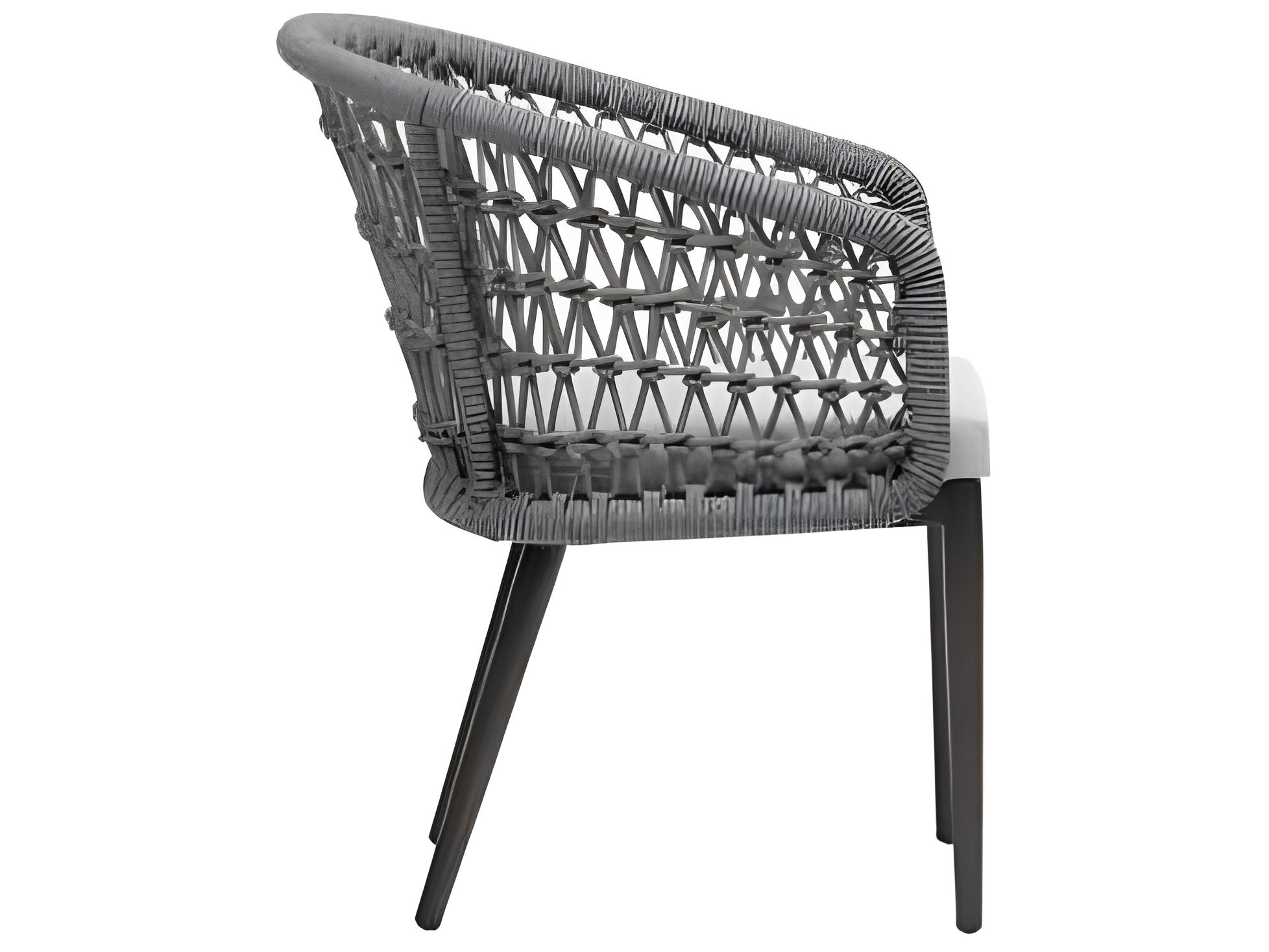 Ratana Poinciana Silver Ash Grey Aluminum Cushion Dining Chair