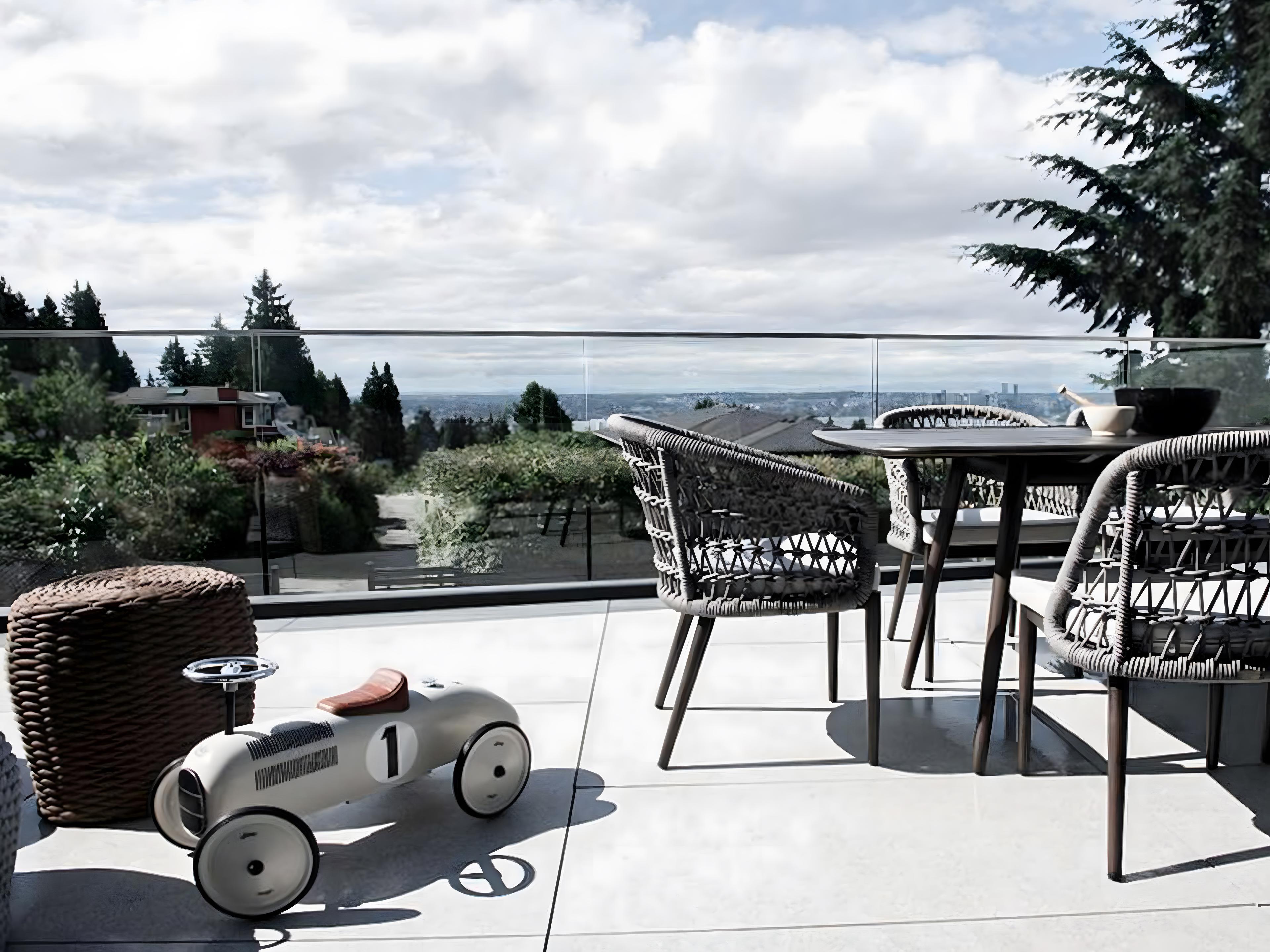 Ratana Poinciana Silver Ash Grey Aluminum Cushion Dining Chair