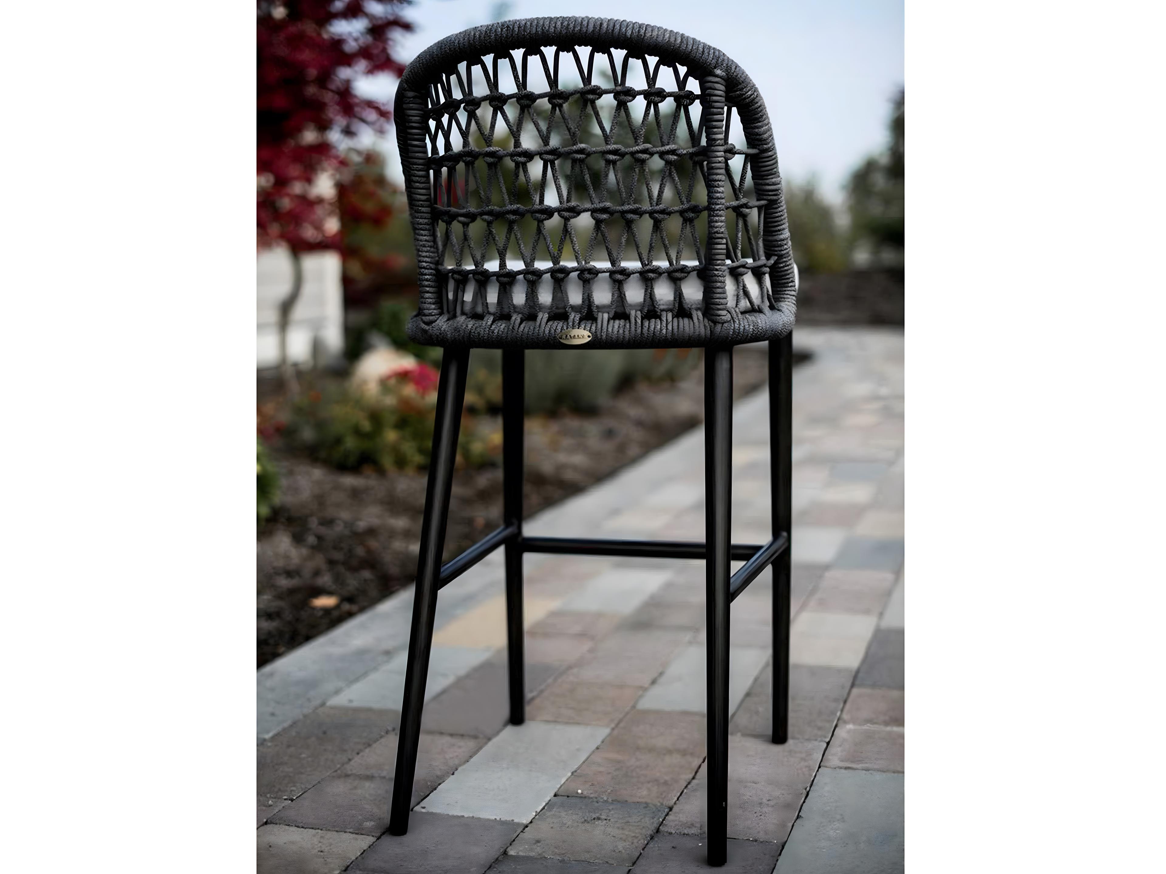 Ratana Poinciana Silver Ash Grey Aluminum Cushion Counter Stool