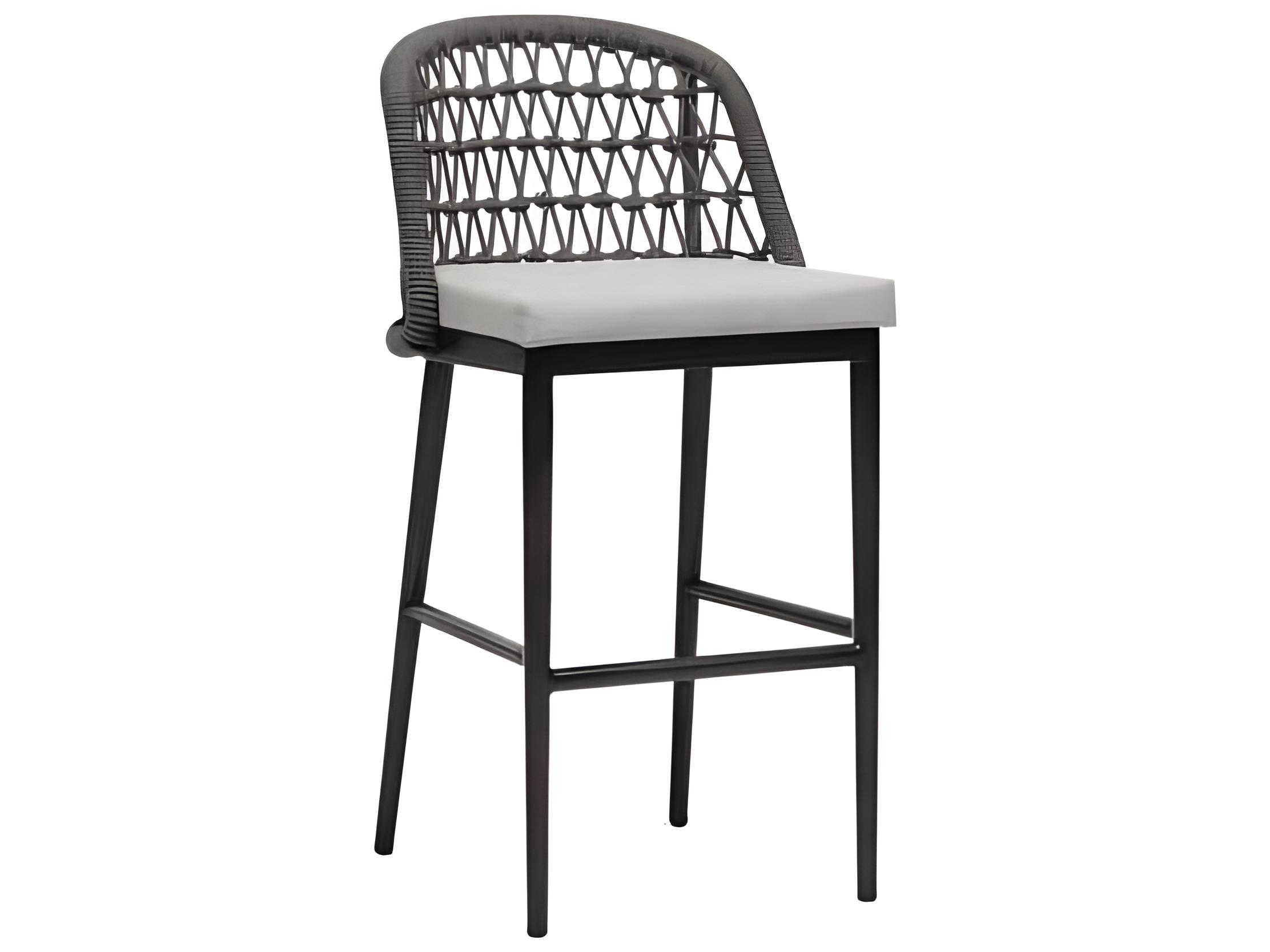 Ratana Poinciana Silver Ash Grey Aluminum Cushion Bar Stool