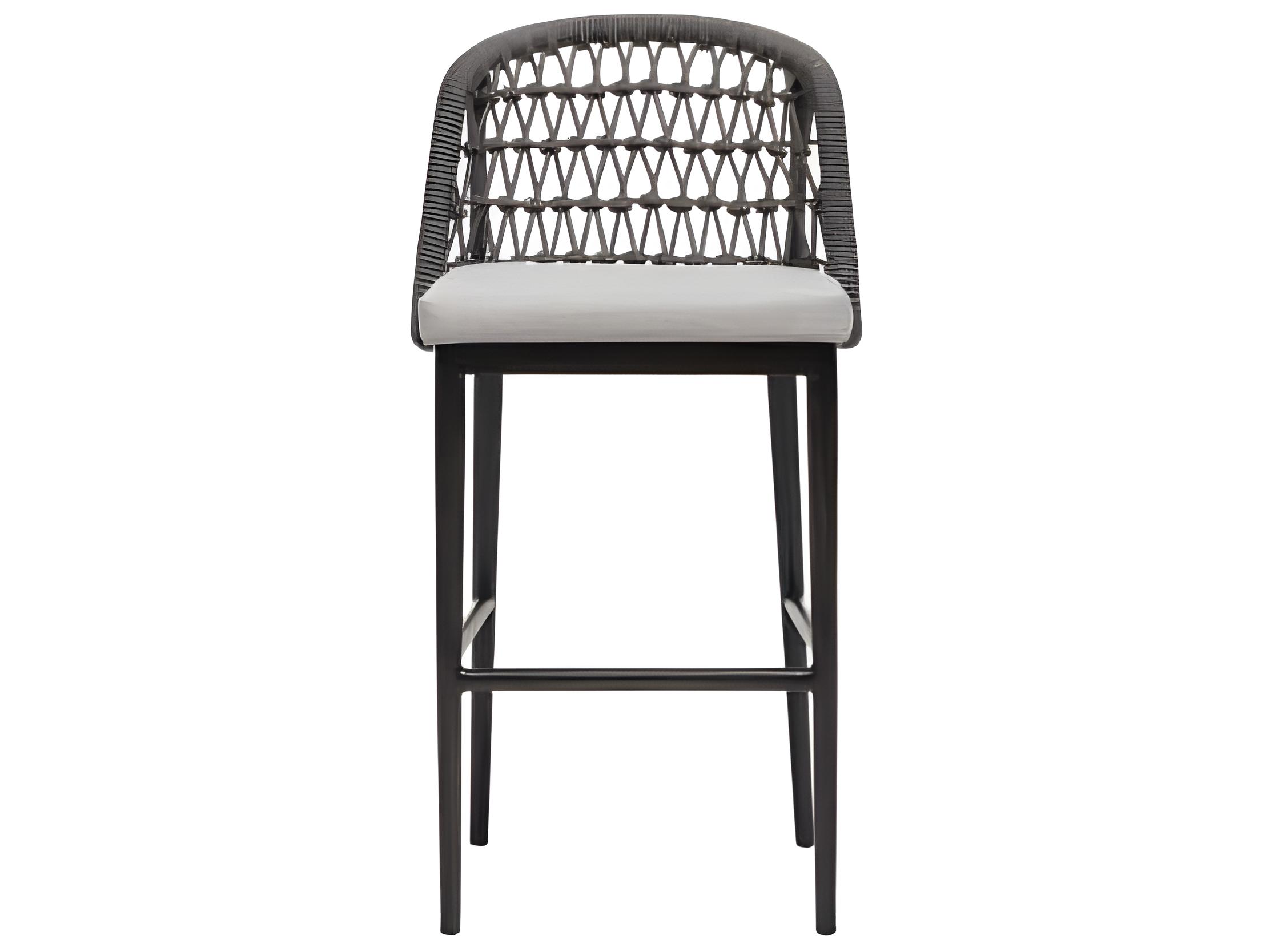 Ratana Poinciana Silver Ash Grey Aluminum Cushion Bar Stool