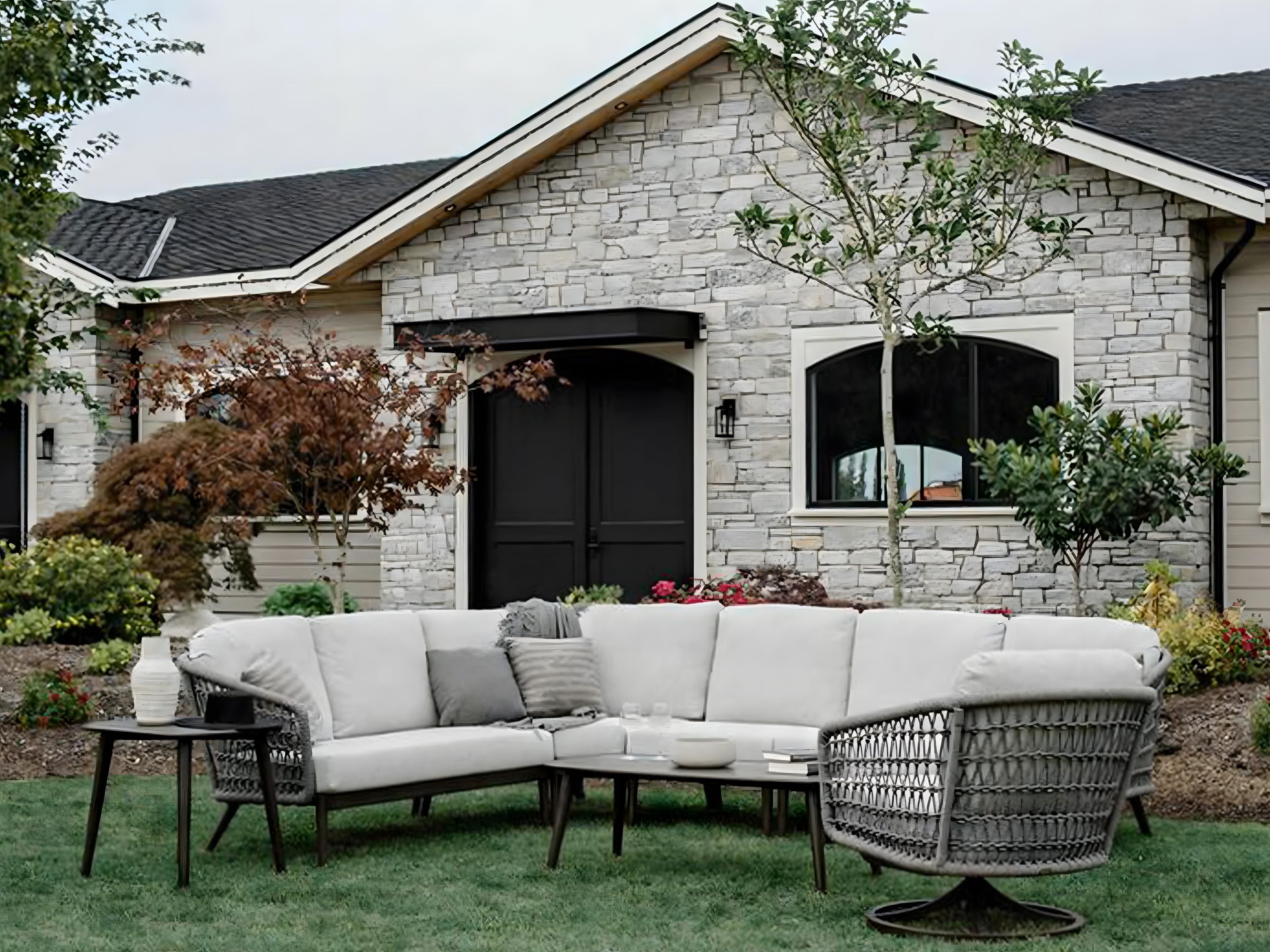 Ratana Poinciana Silver Ash Grey Aluminum Cushion Loveseat