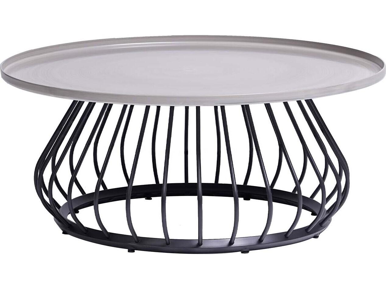 Ratana Diva Silver Graphite Base Aluminum Round Coffee Table