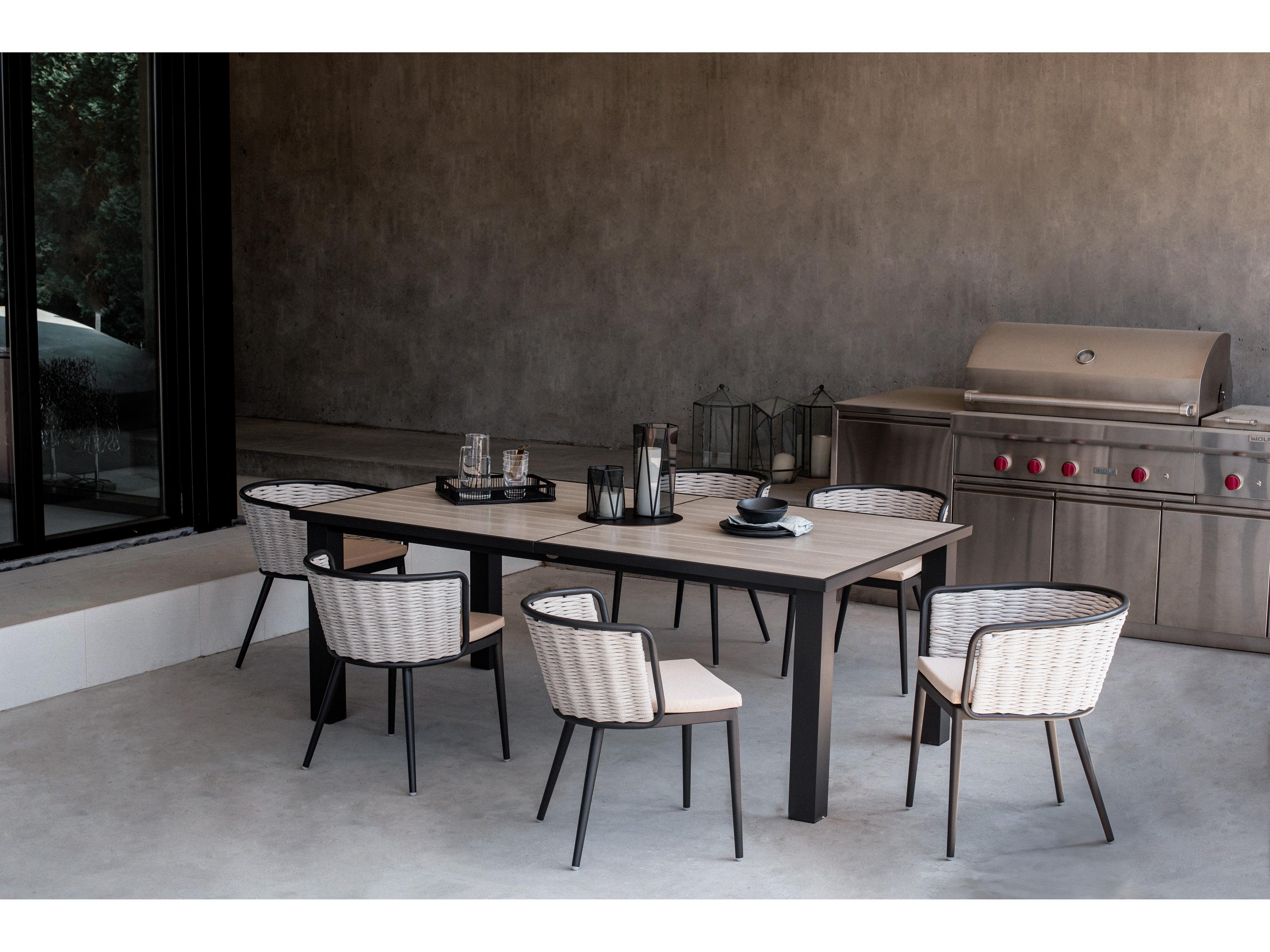 Ratana Diva Silver Graphite Aluminum Cushion Dining Chair