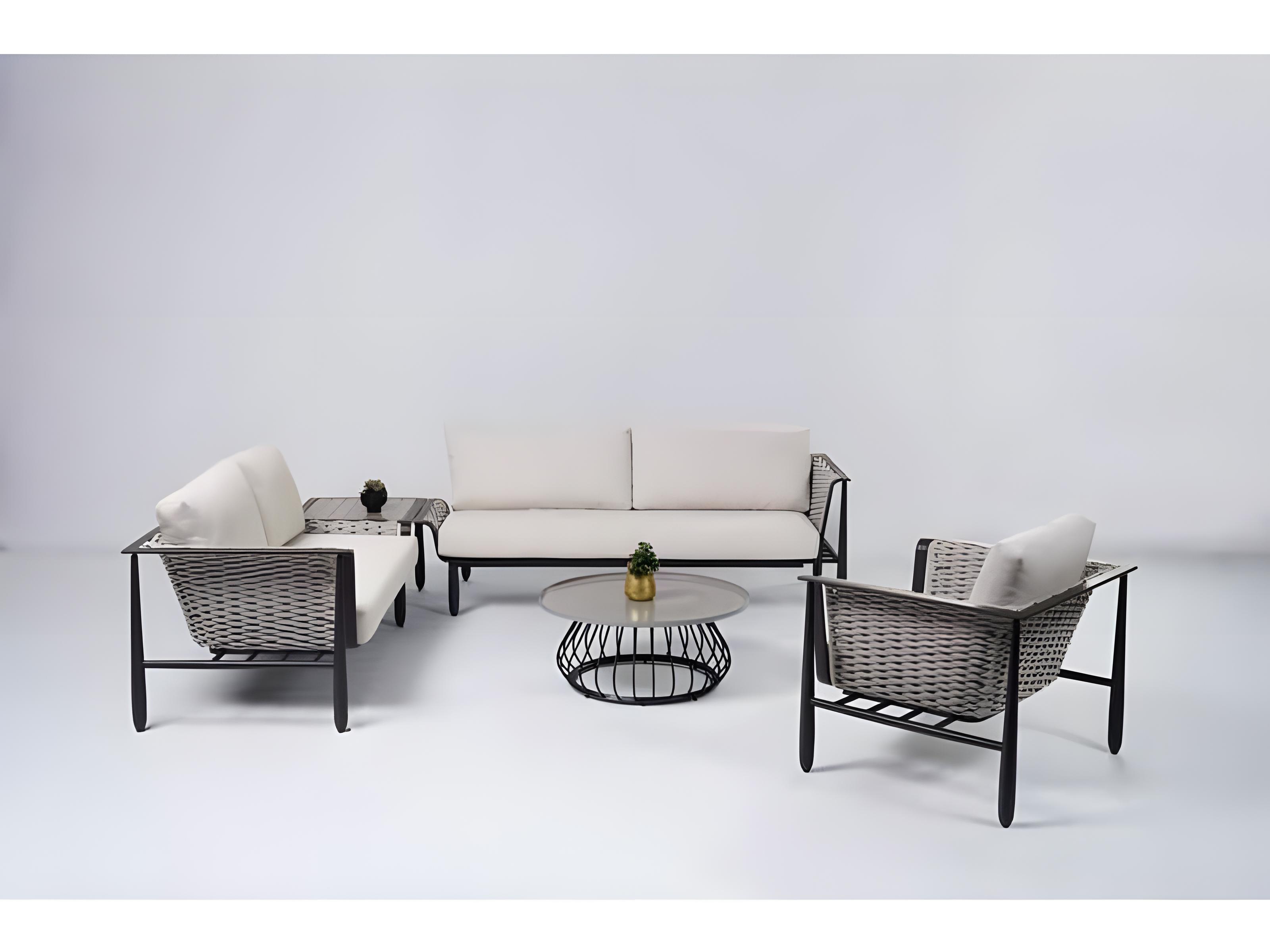 Ratana Diva Silver Graphite Aluminum Cushion Loveseat