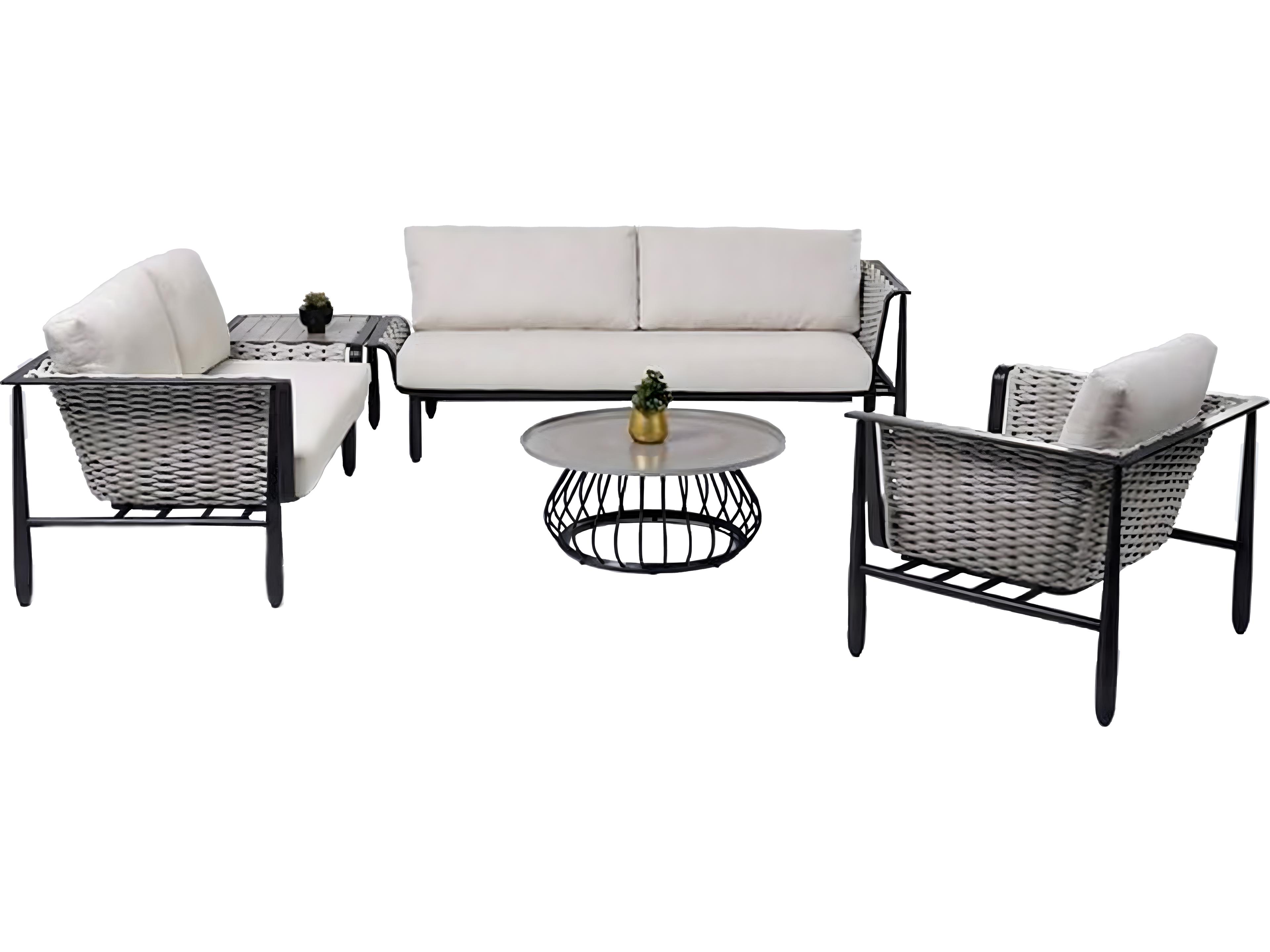 Ratana Diva Silver Graphite Aluminum Cushion Loveseat