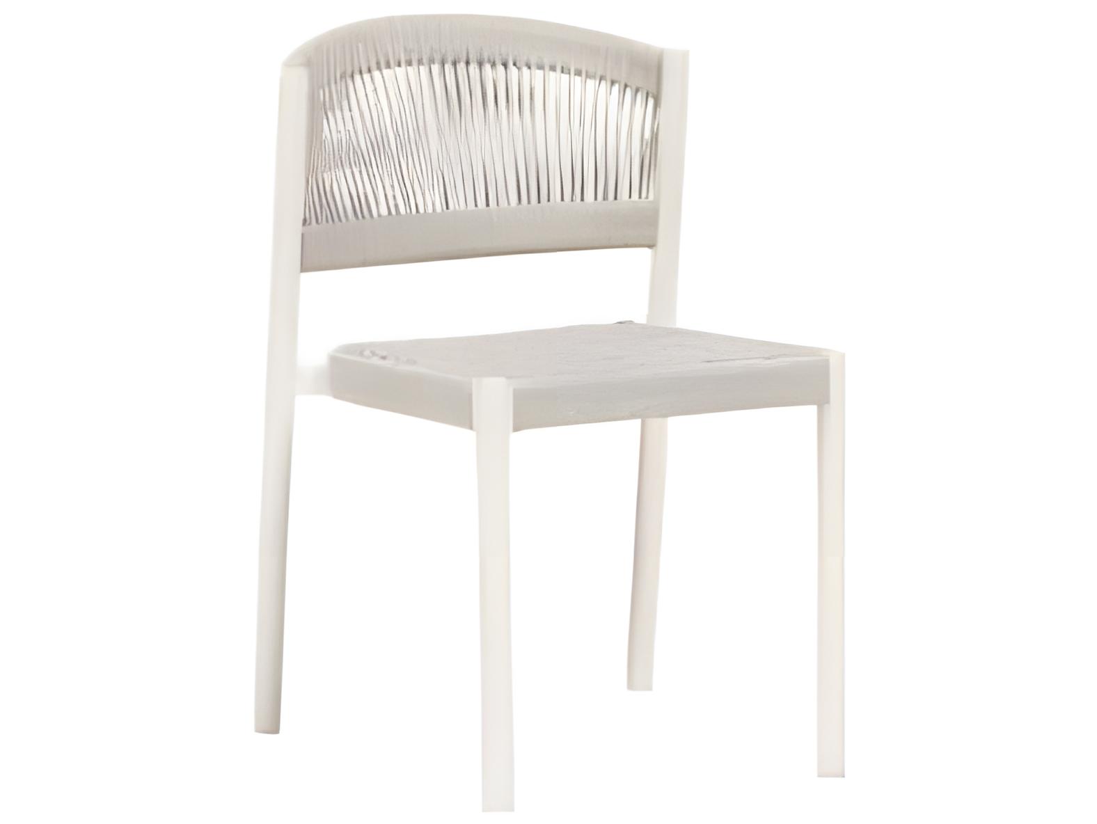 Ratana Naples Silver White Aluminum Strap Dining Chair
