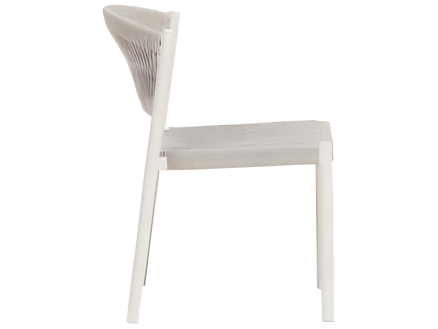 Ratana Naples Silver White Aluminum Strap Dining Chair