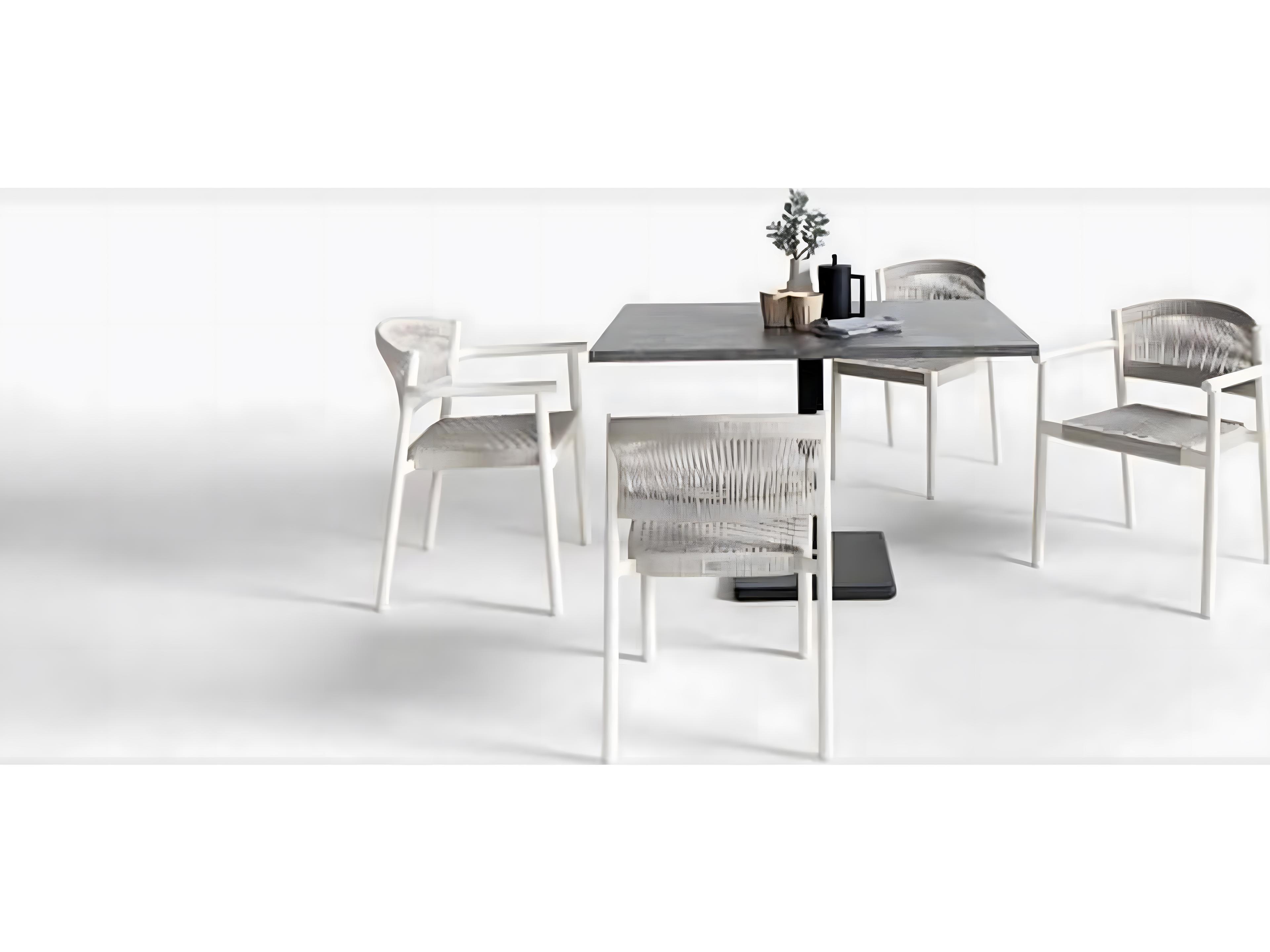 Ratana Naples Silver White Aluminum Strap Dining Chair