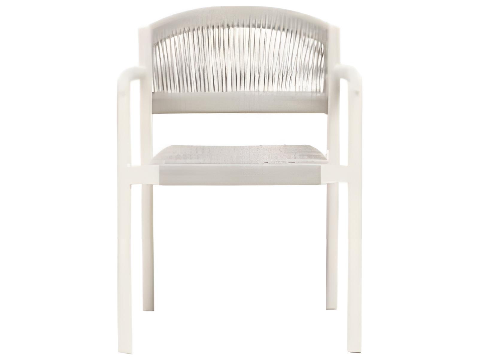 Ratana Naples Silver White Aluminum Strap Dining Chair