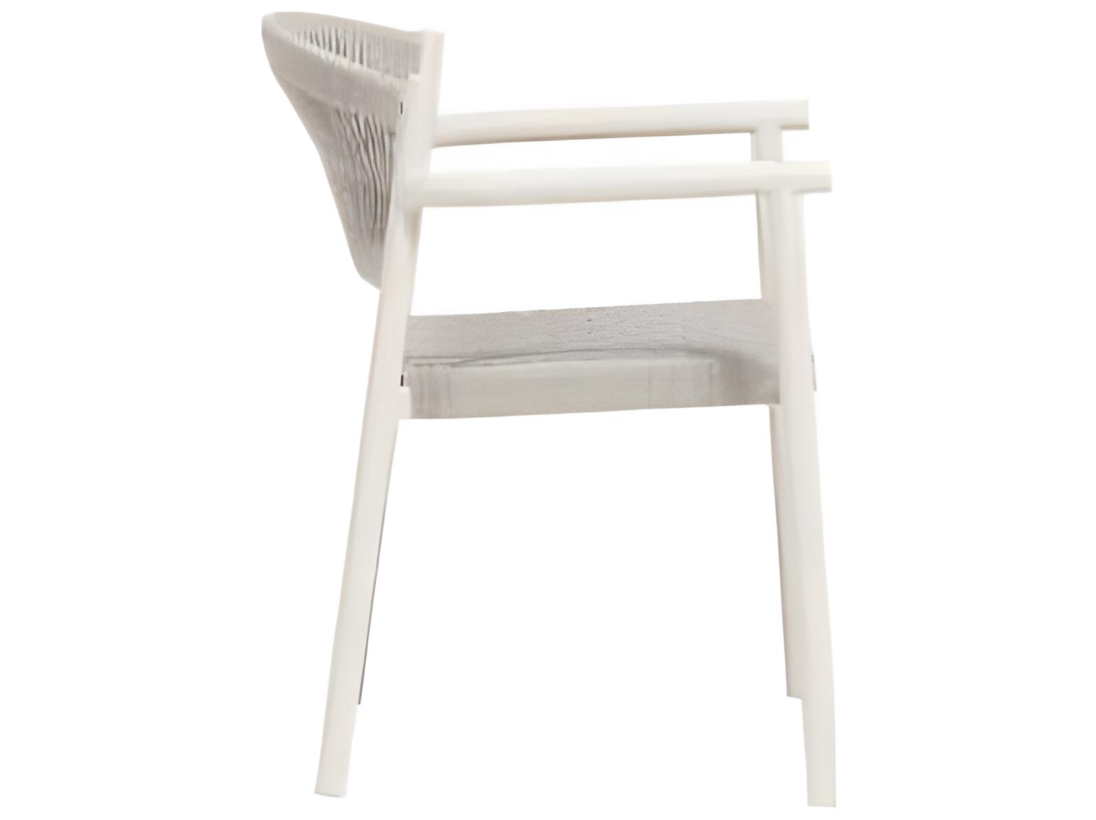 Ratana Naples Silver White Aluminum Strap Dining Chair