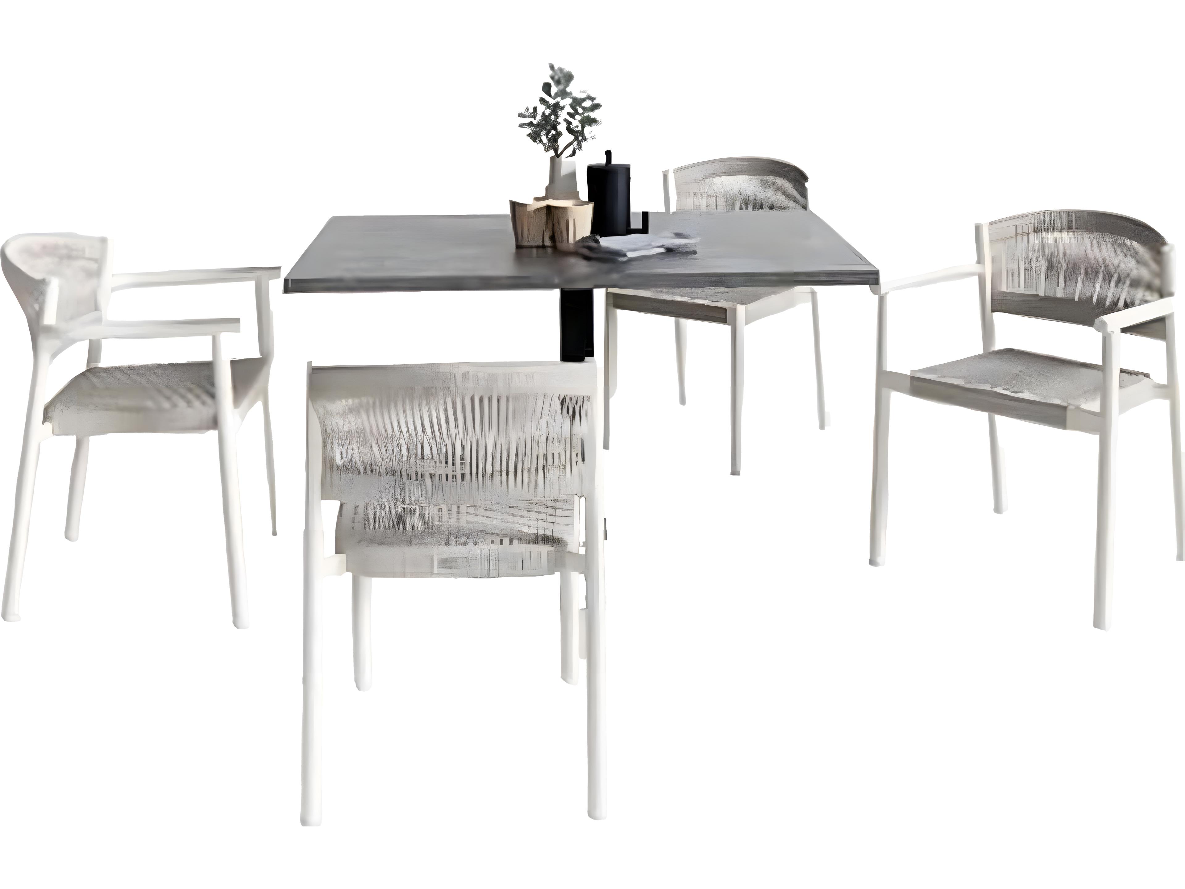 Ratana Naples Silver White Aluminum Strap Dining Chair