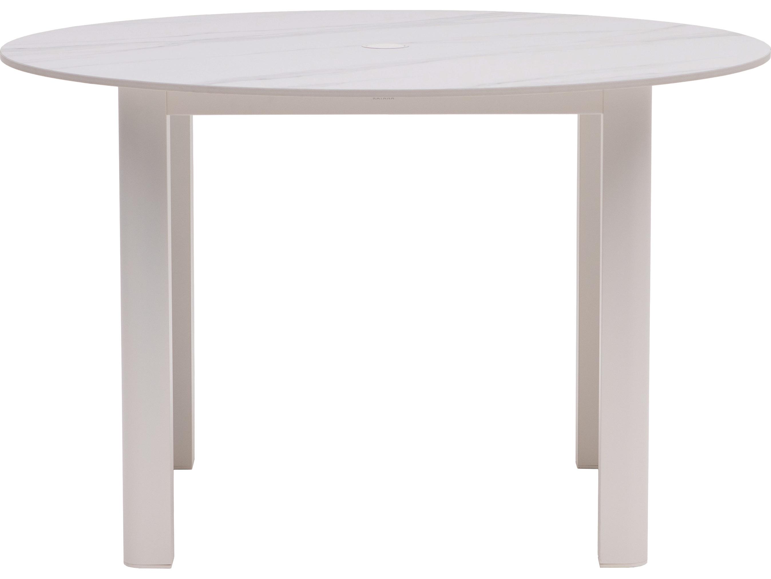 Ratana Hampshire Tables Aluminum Round Umbrella Hole Dining Table