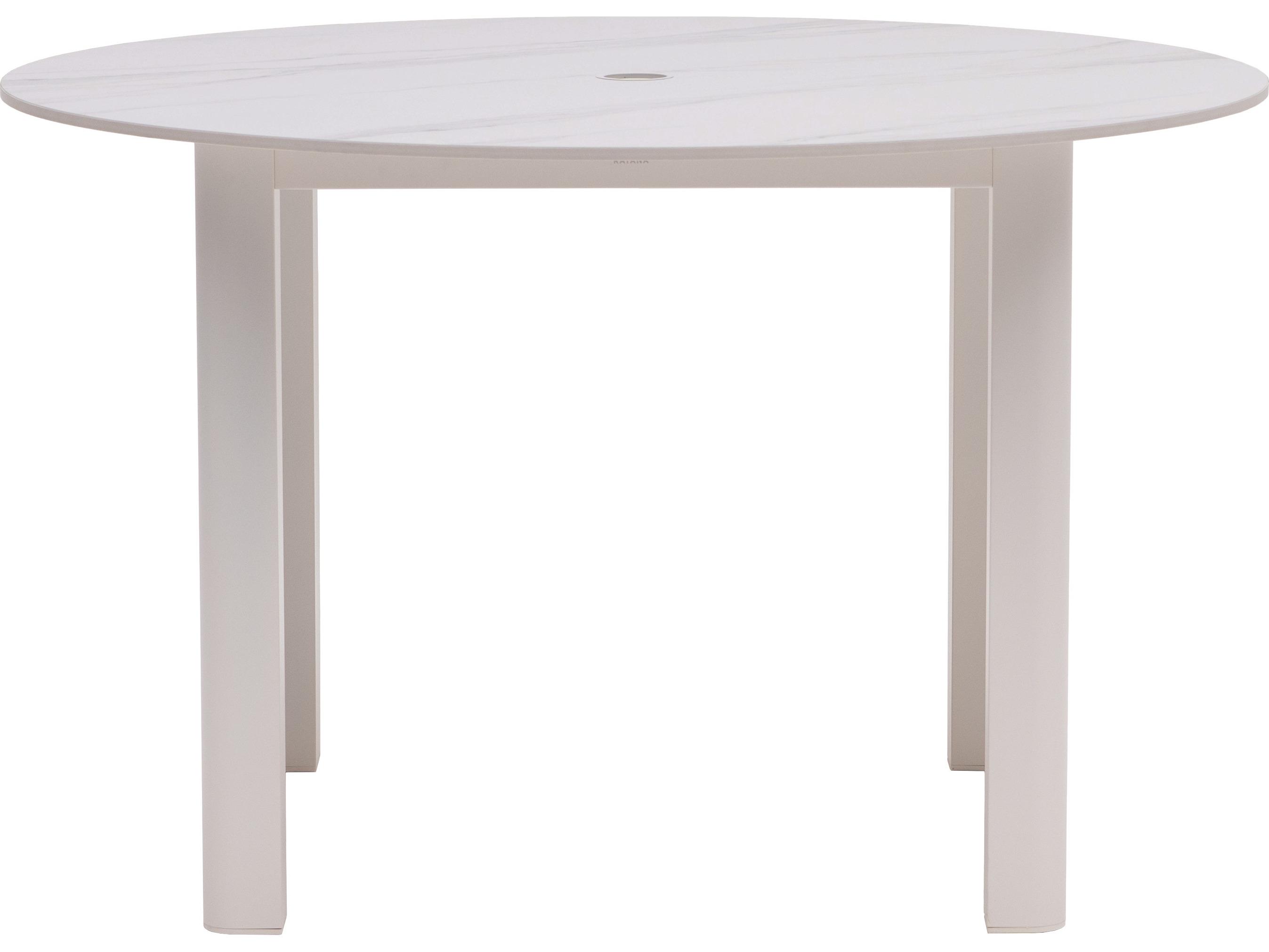 Ratana Hampshire Tables Aluminum Round Umbrella Hole Dining Table