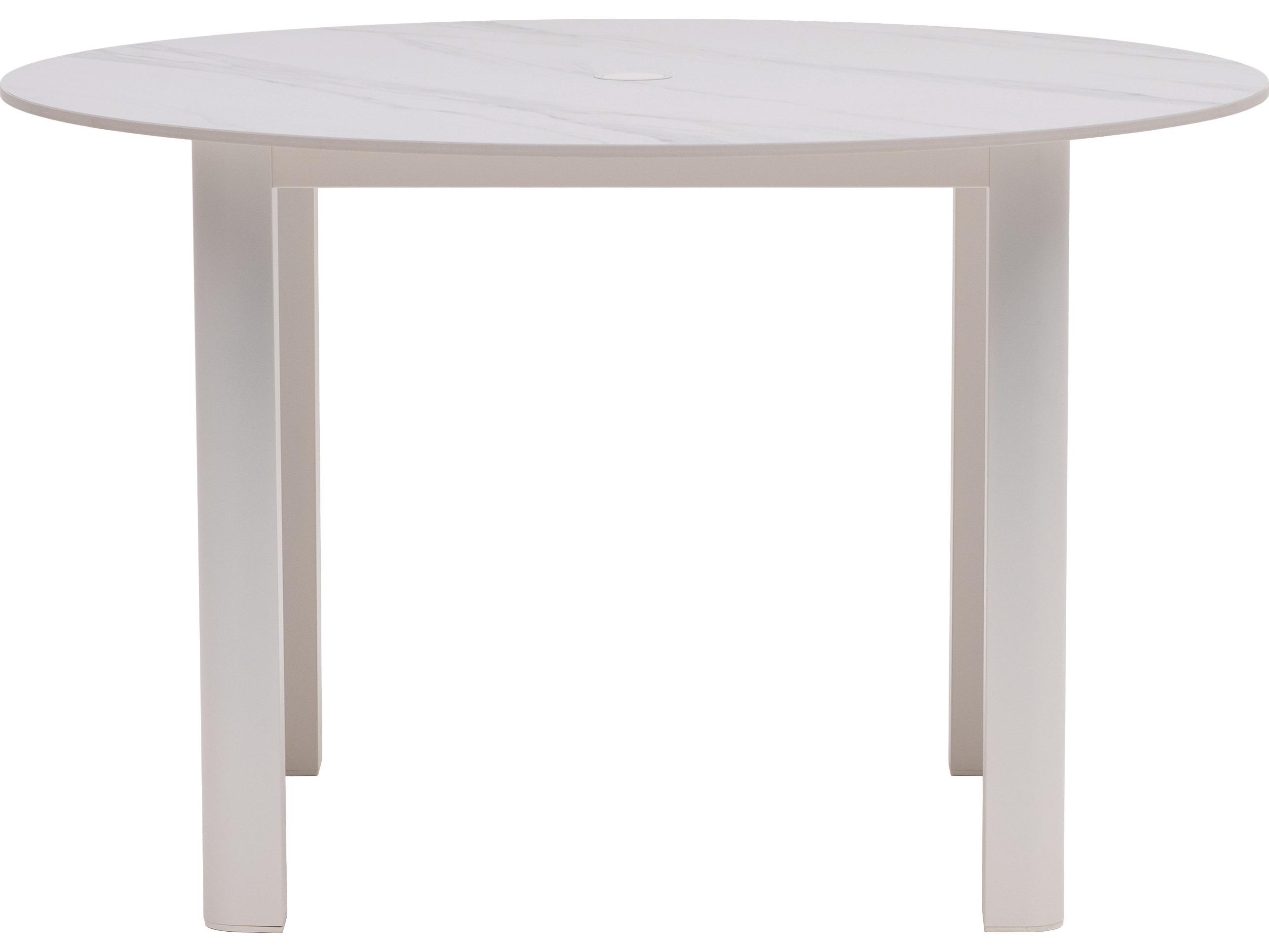 Ratana Hampshire Tables Aluminum Round Umbrella Hole Dining Table