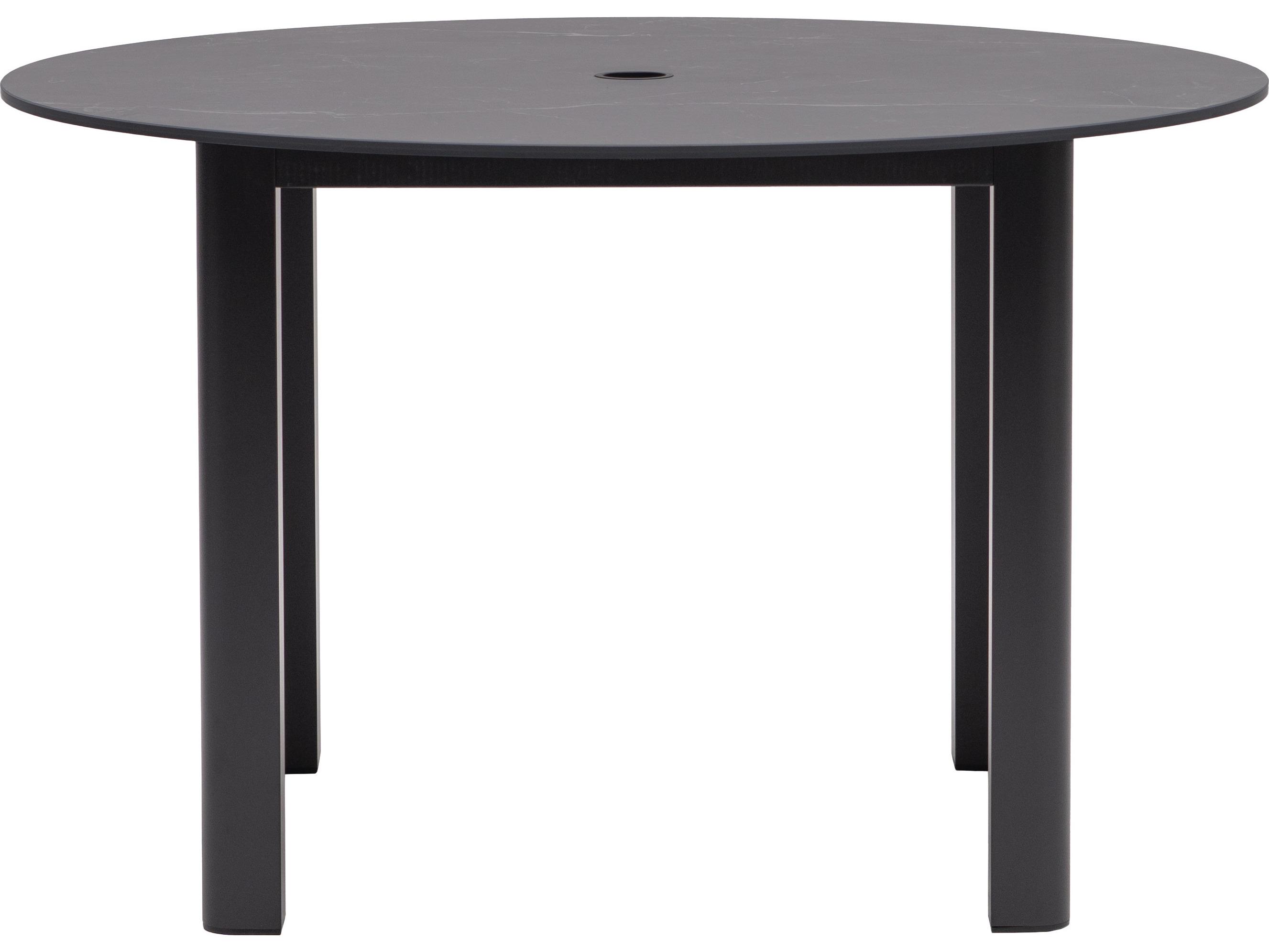 Ratana Hampshire Tables Aluminum Round Umbrella Hole Dining Table
