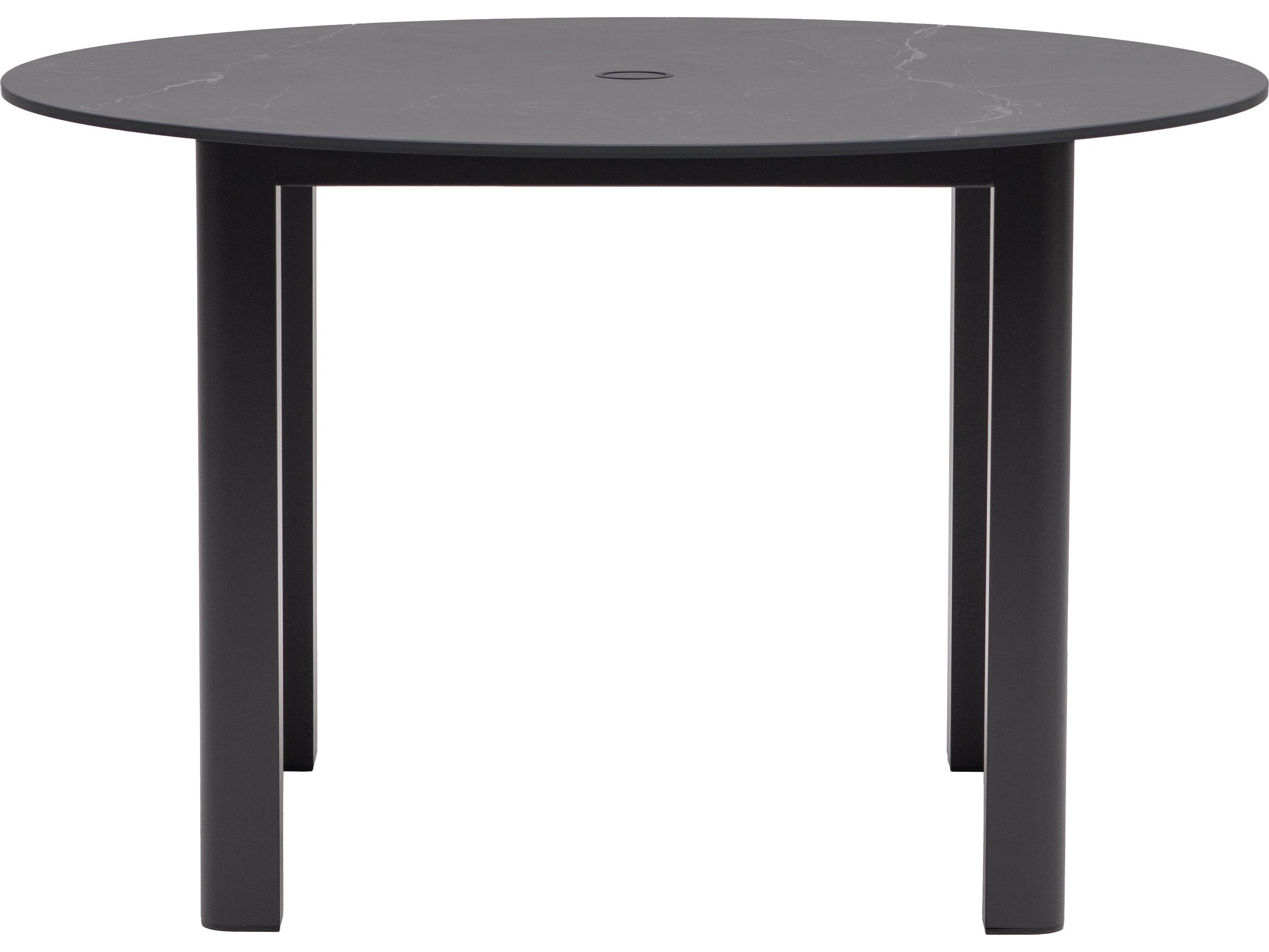 Ratana Hampshire Tables Aluminum Round Umbrella Hole Dining Table