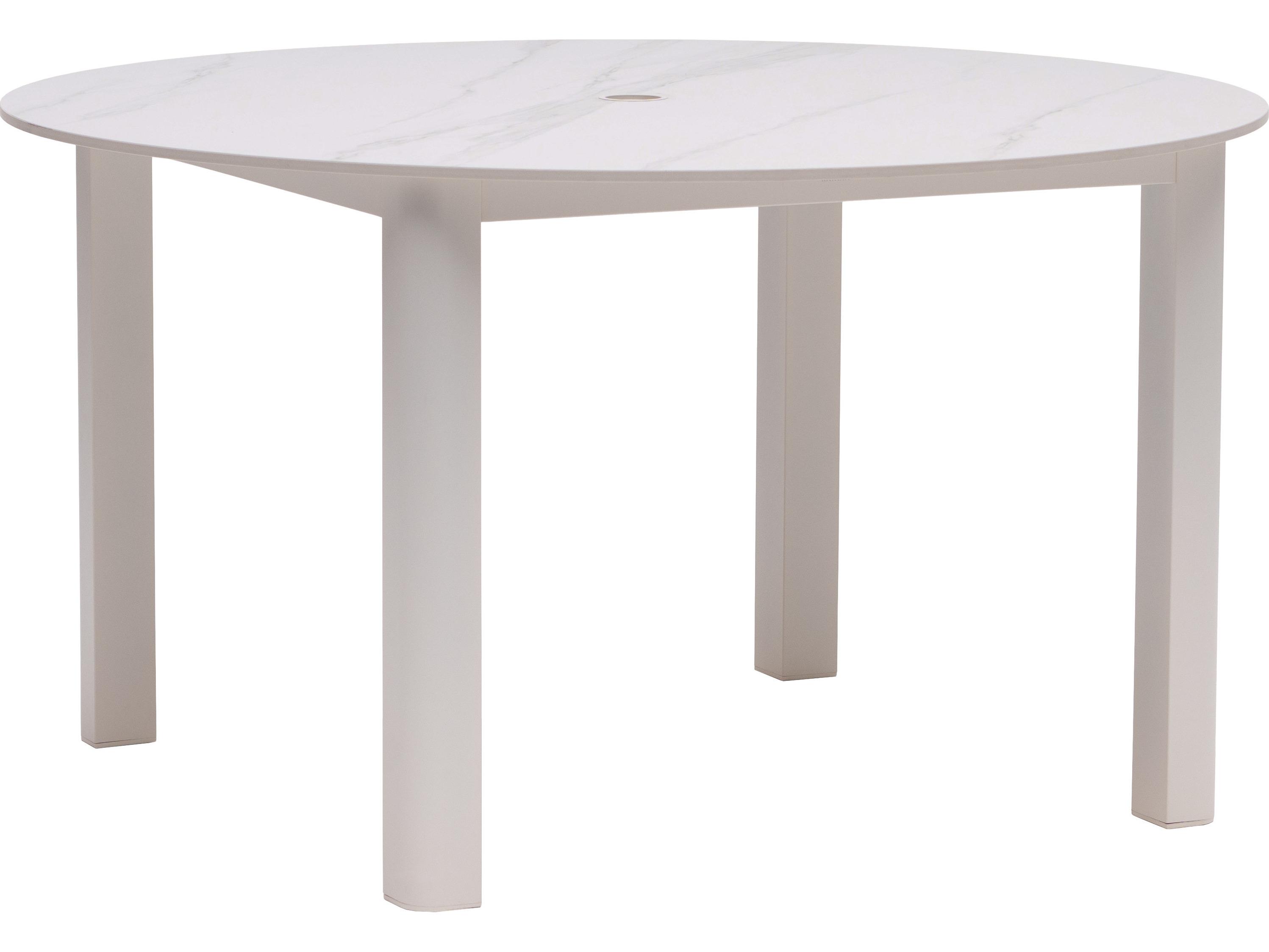 Ratana Hampshire Tables Aluminum Round Umbrella Hole Dining Table